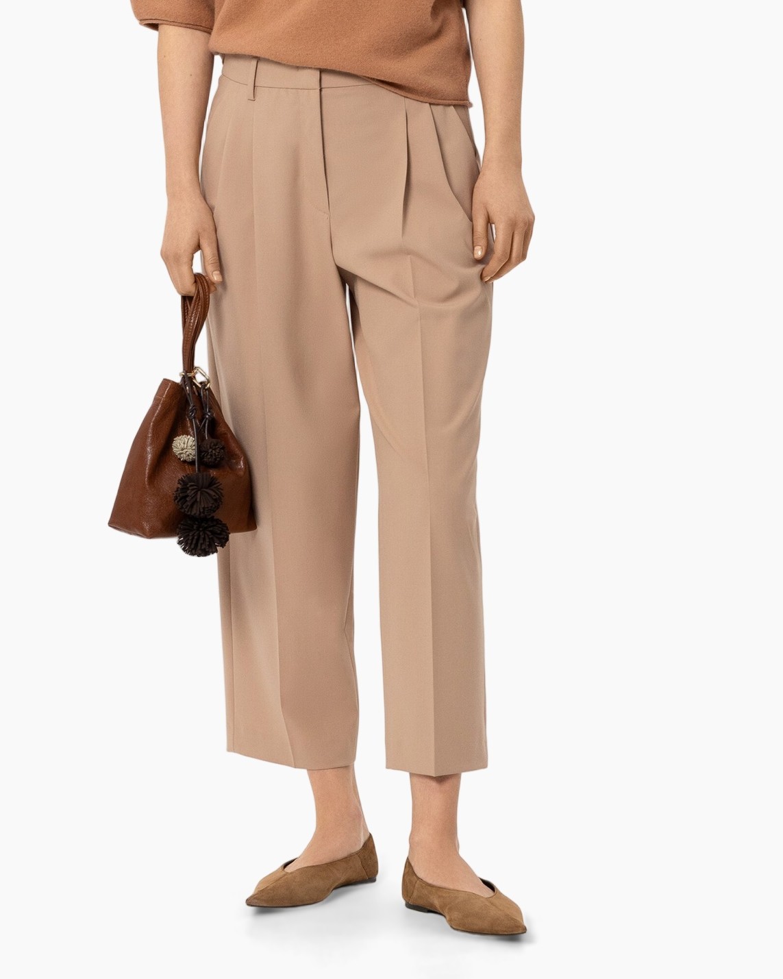 pants, trousers, beige, wide-leg, ankle-length