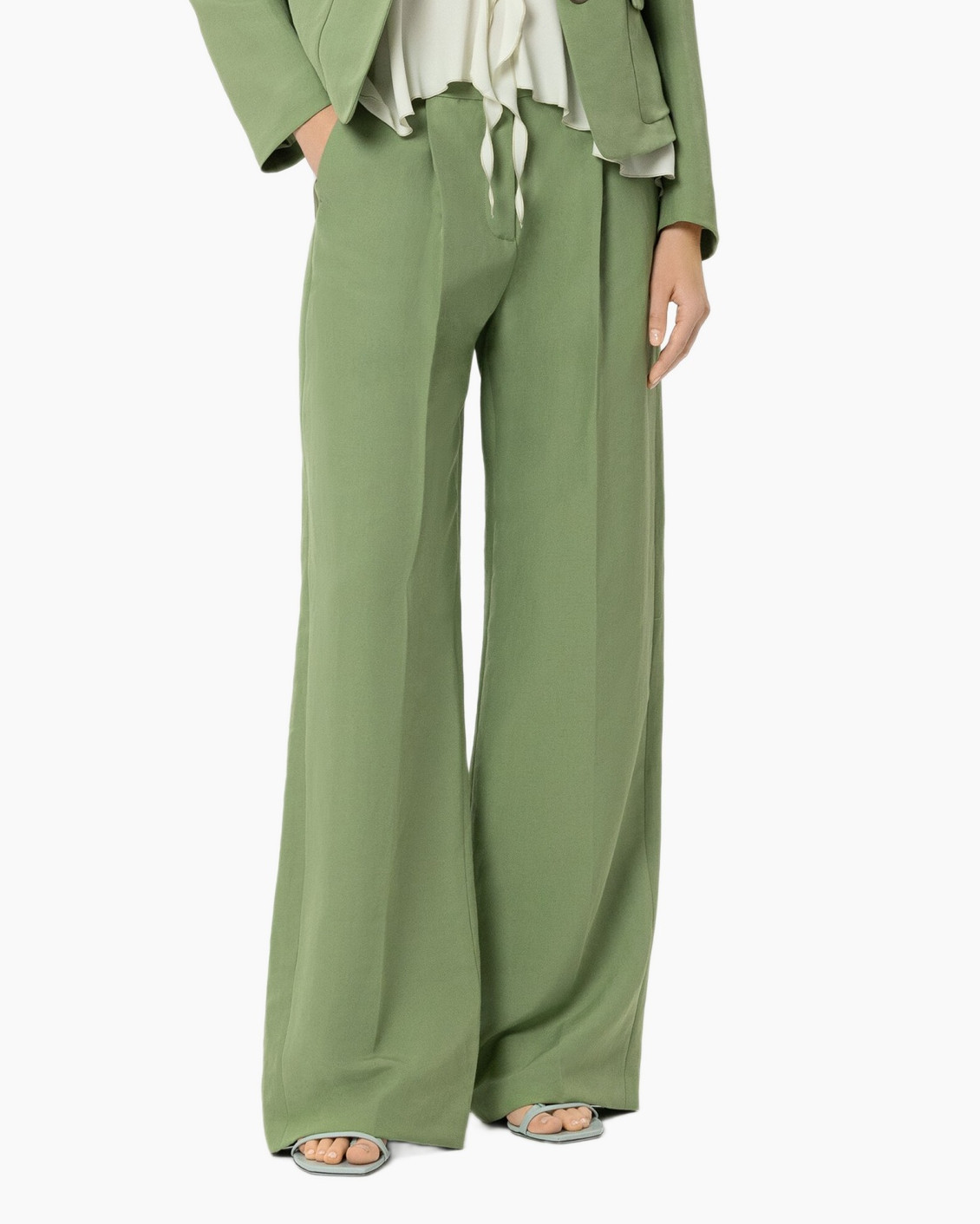 wide-leg, pants, green, trousers, flowy