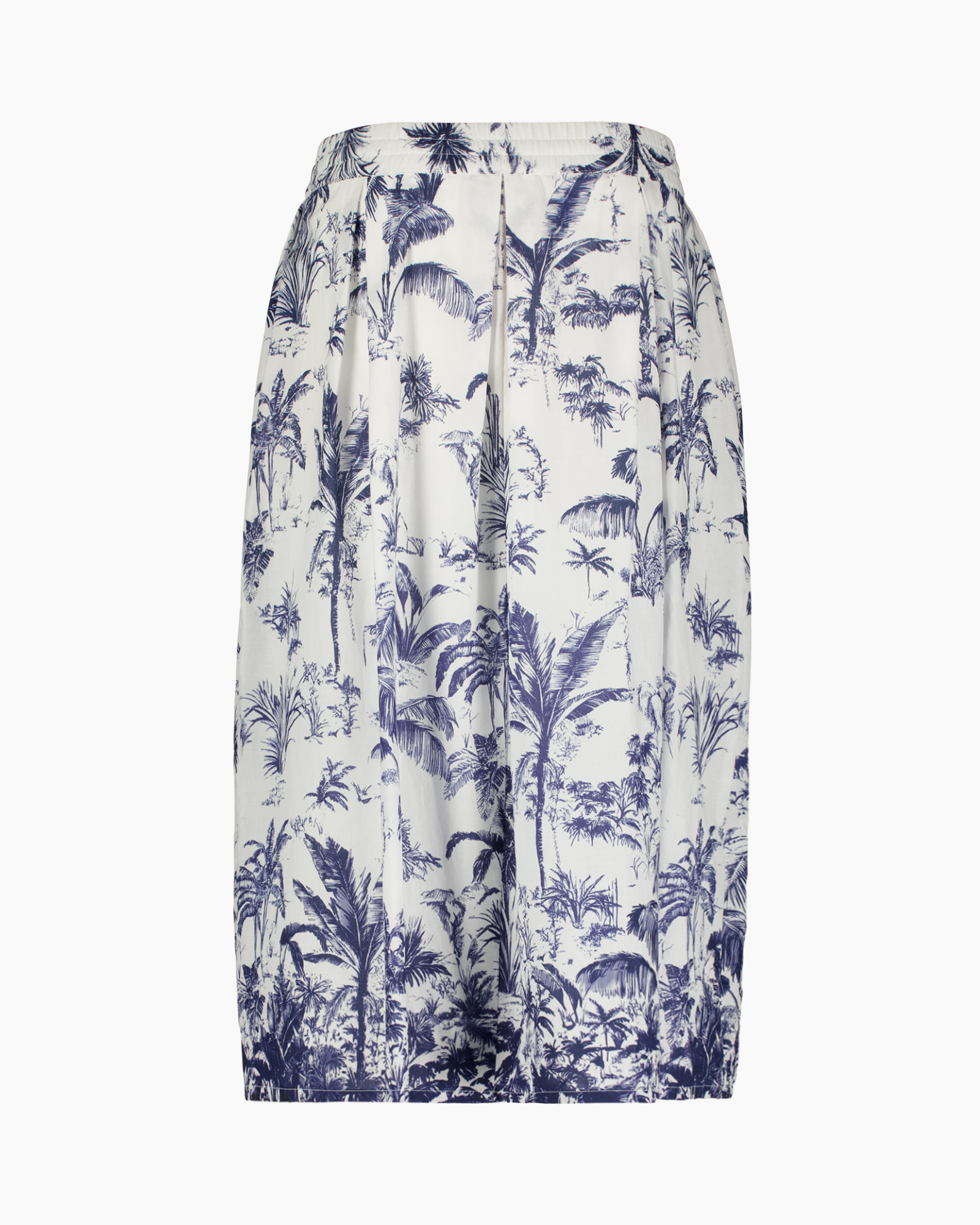 skirt, long, print, palm trees, white-blue