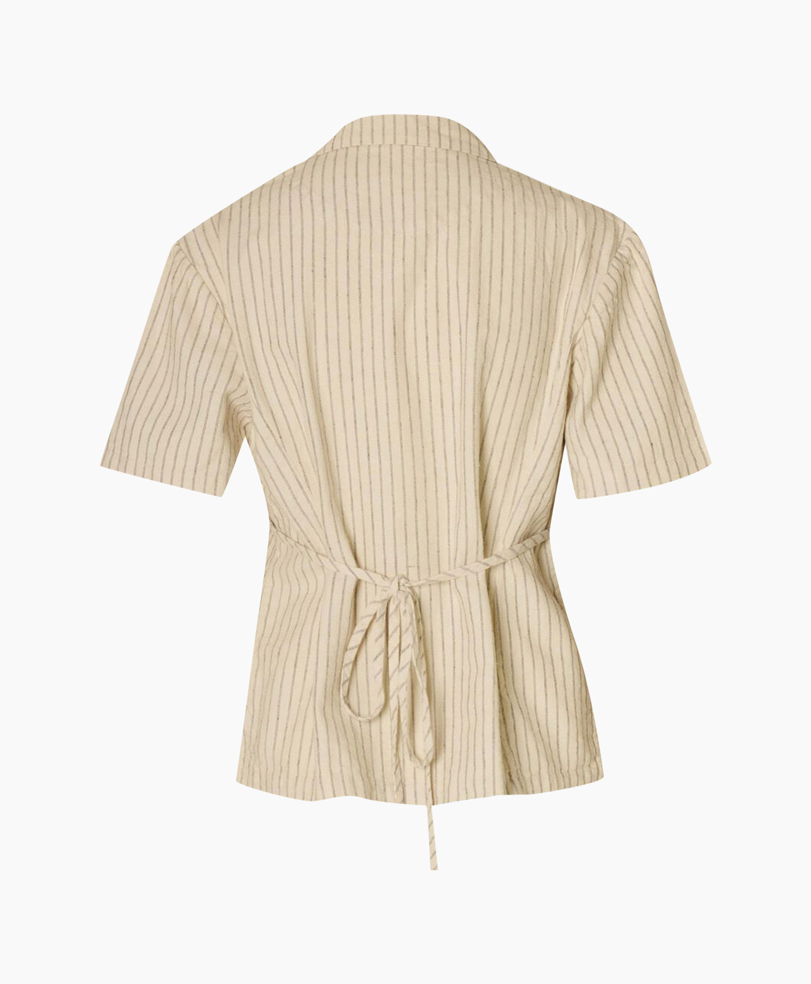 Top Johanne Ss Striped Belted Revers Ecru