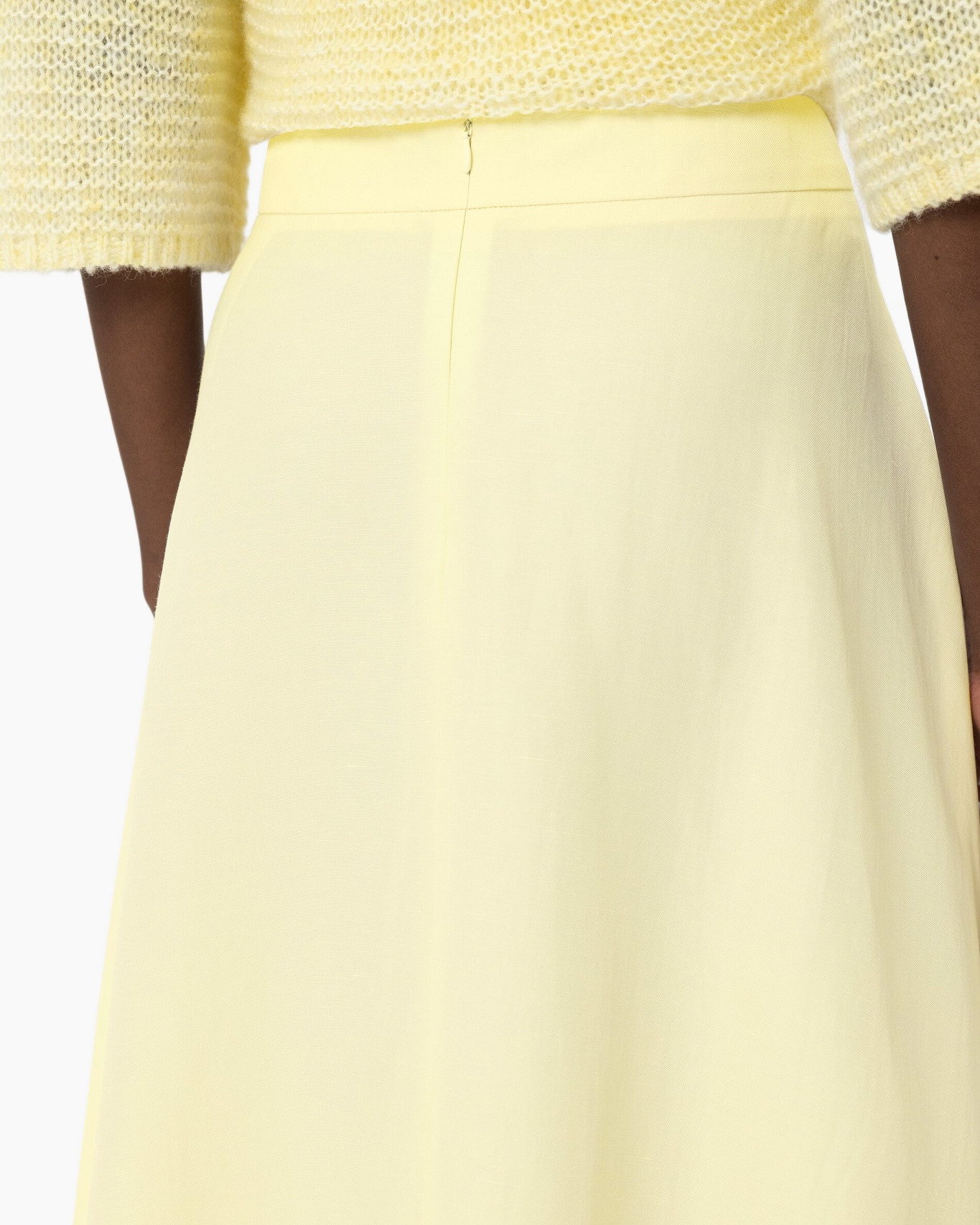 skirt, solid, yellow, high-waisted, paneled