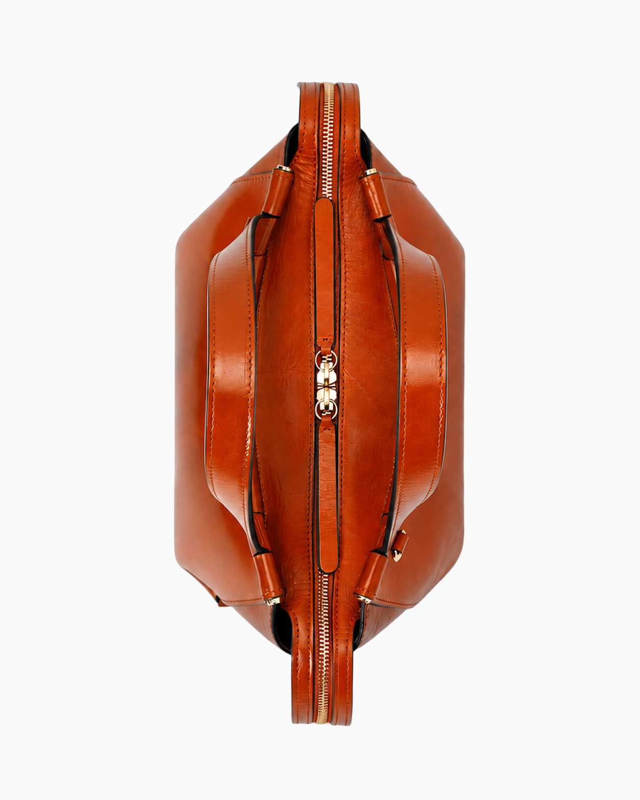 leather bag, orange bag, handbag, zipper, double-strap