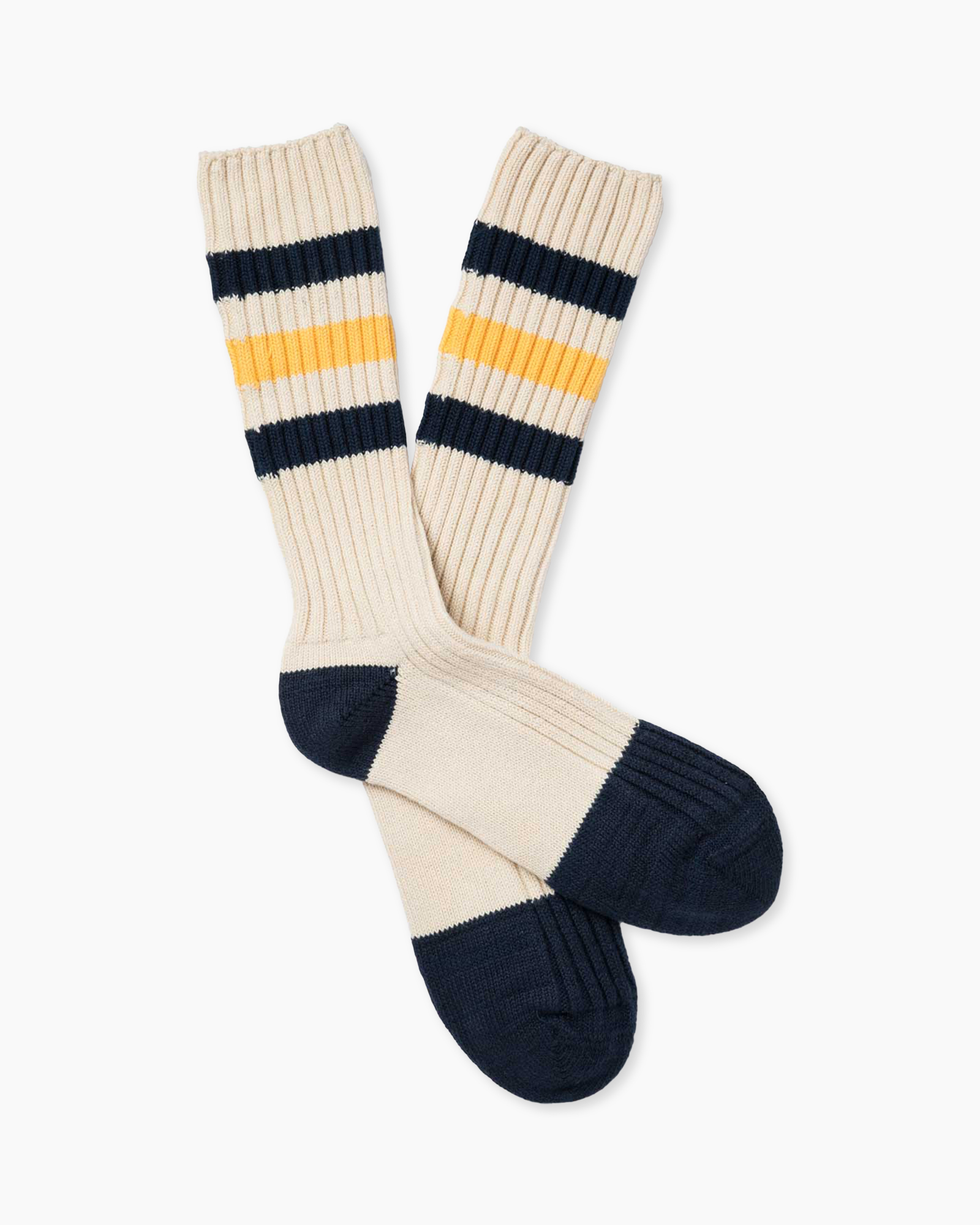 socks, knee-high, striped, beige, navy