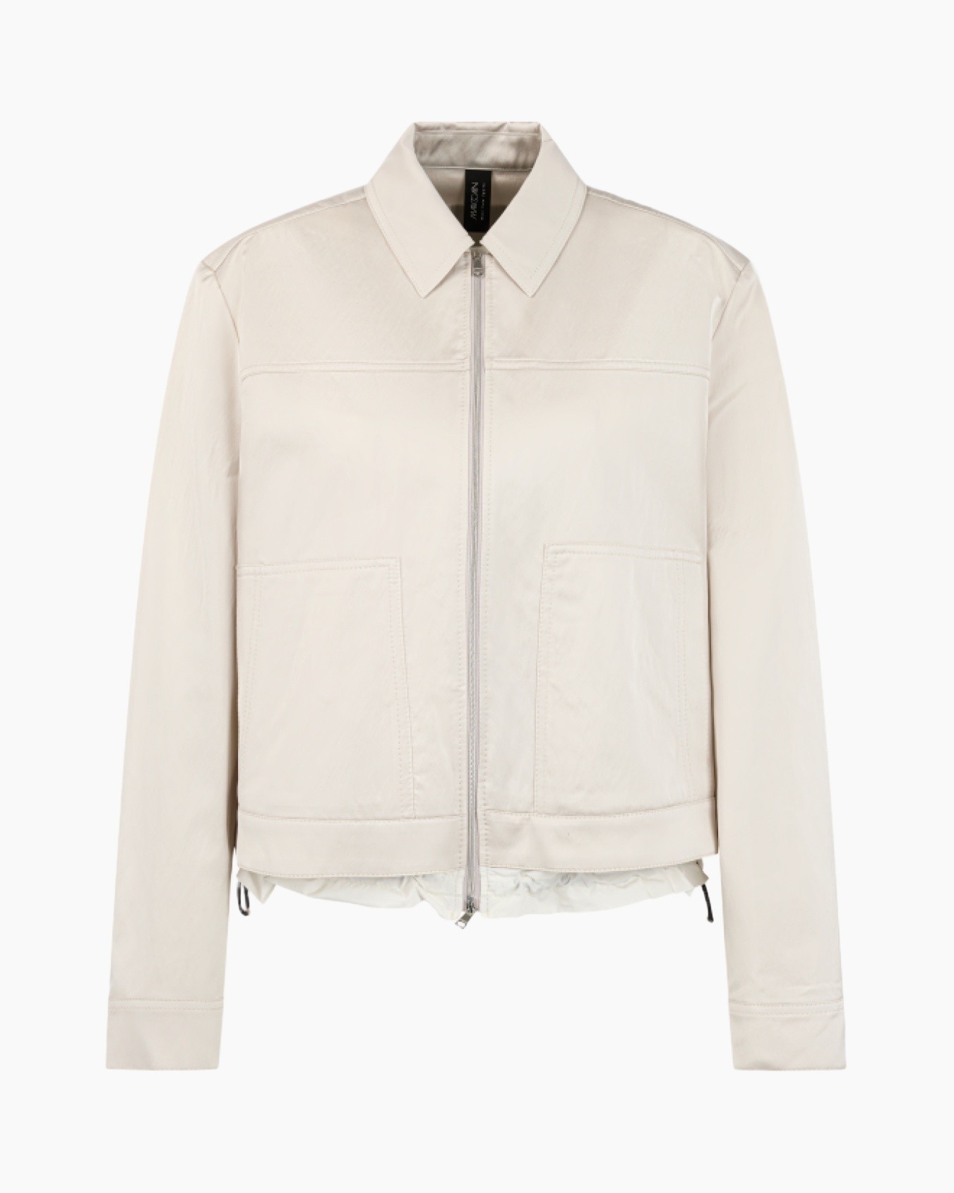light jacket, zipper, collared, two front pockets, padded hem