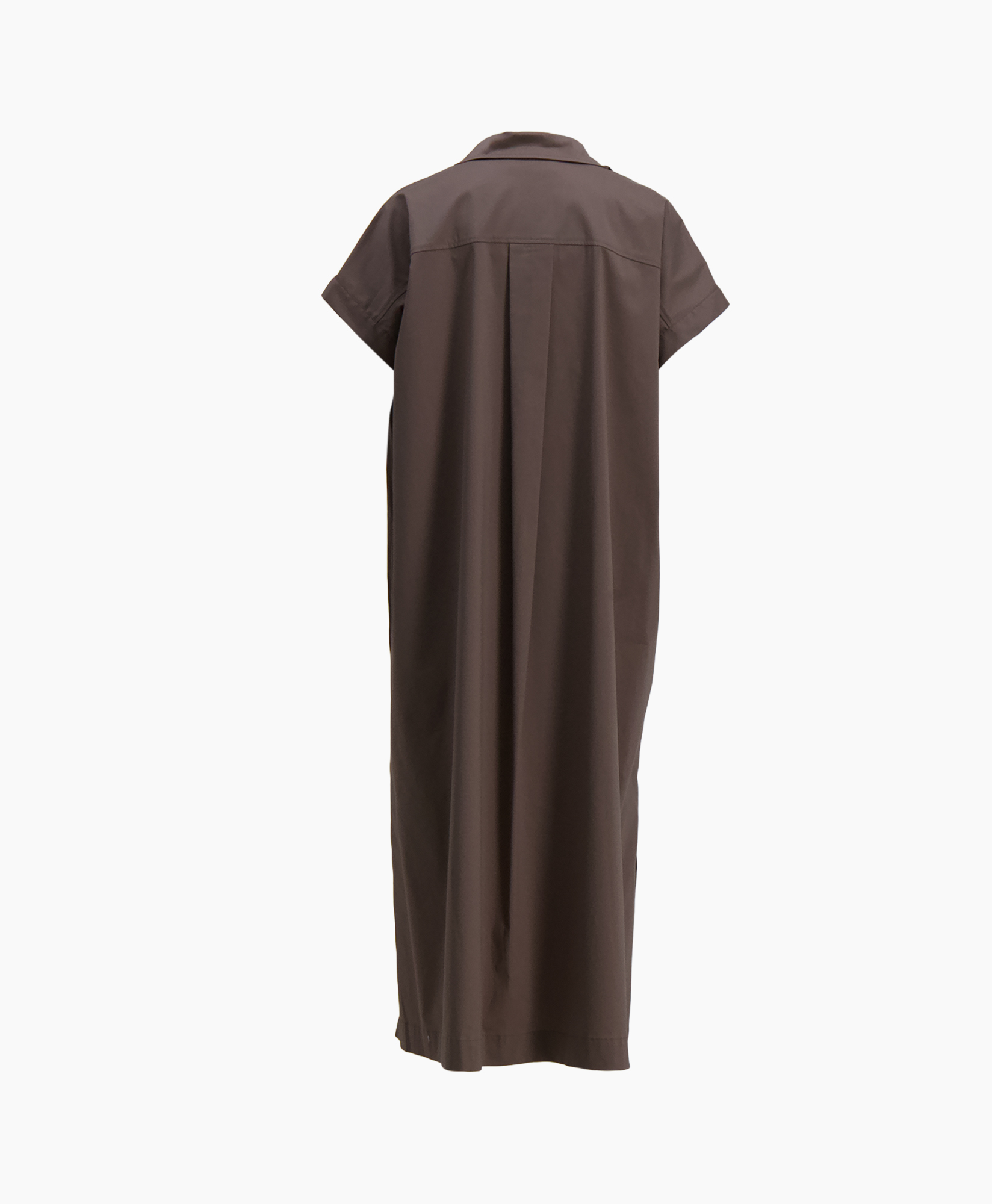 dress, midi, buttonless, short-sleeve, brown