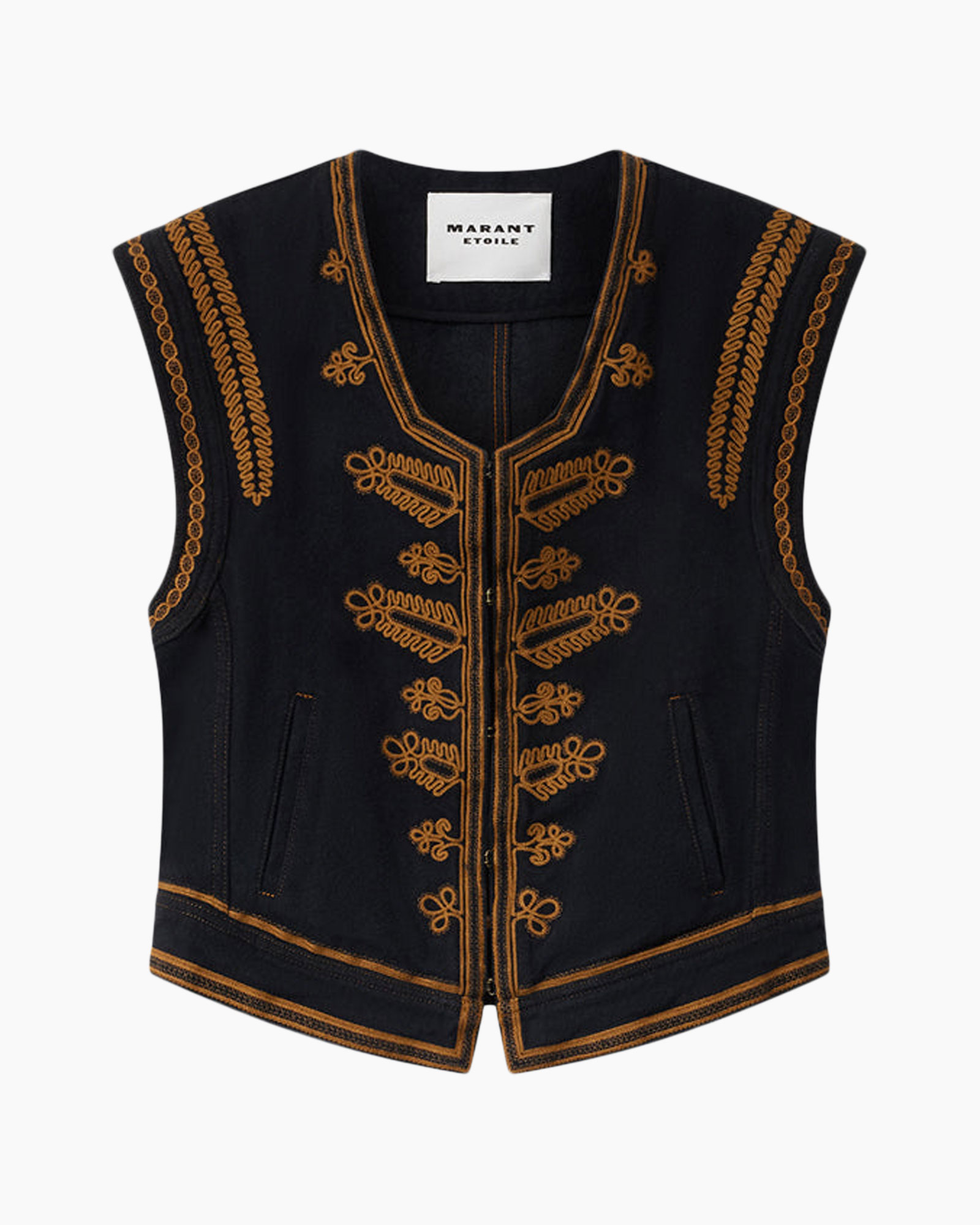 vest, embroidery, orange, dark, waistcoat
