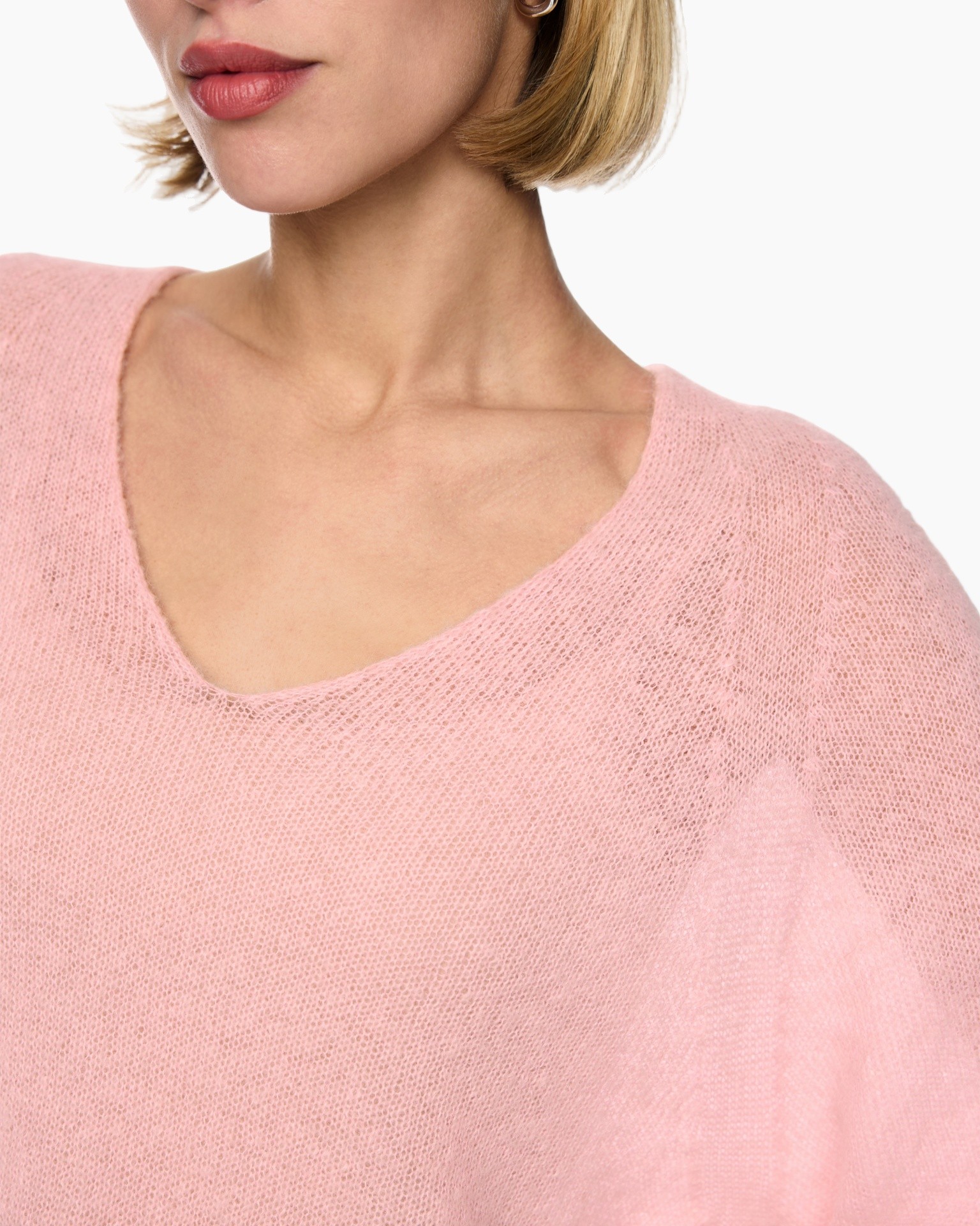 pink, knit, sweater, soft, v-necksleeve