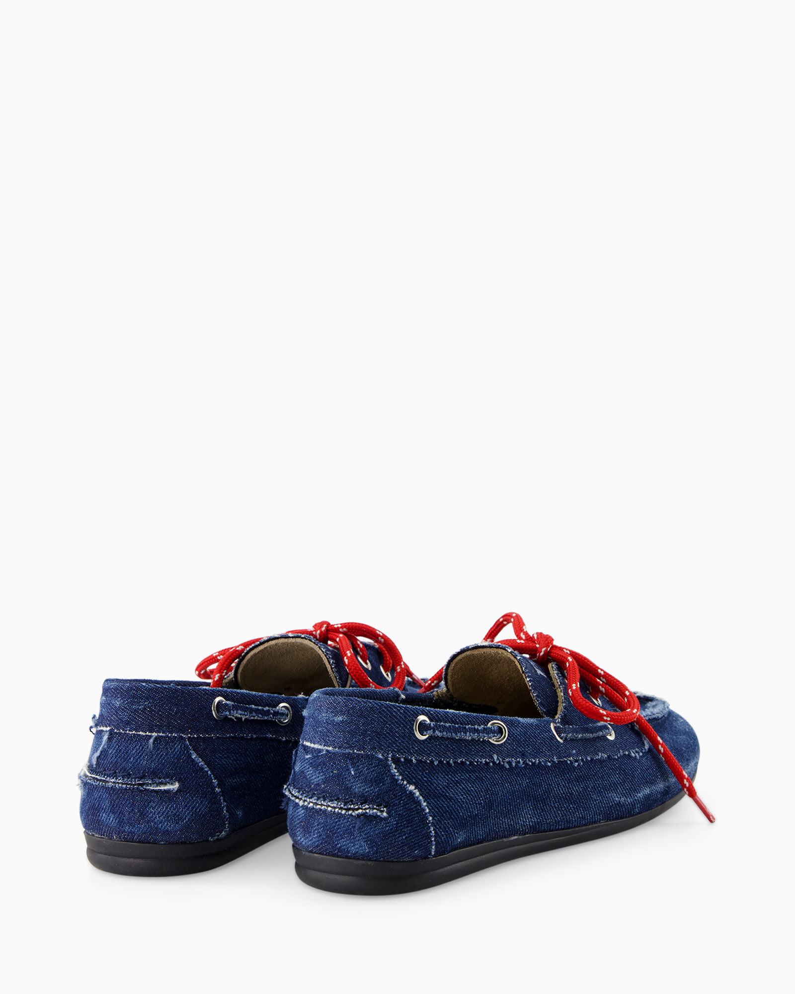 boatshoe, denim, blue, red laces, casual shoe
