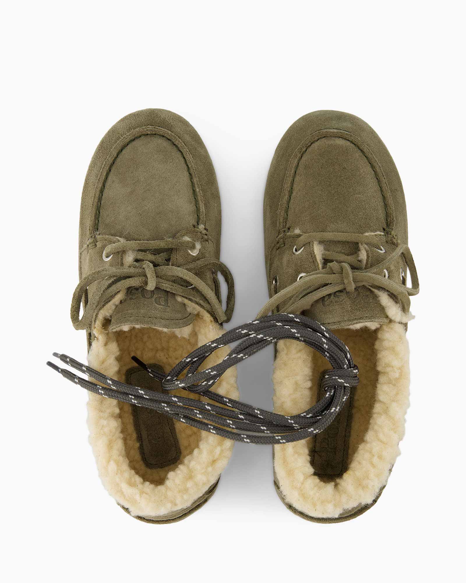 boots, moccasins, shearling, laces, twoside view
