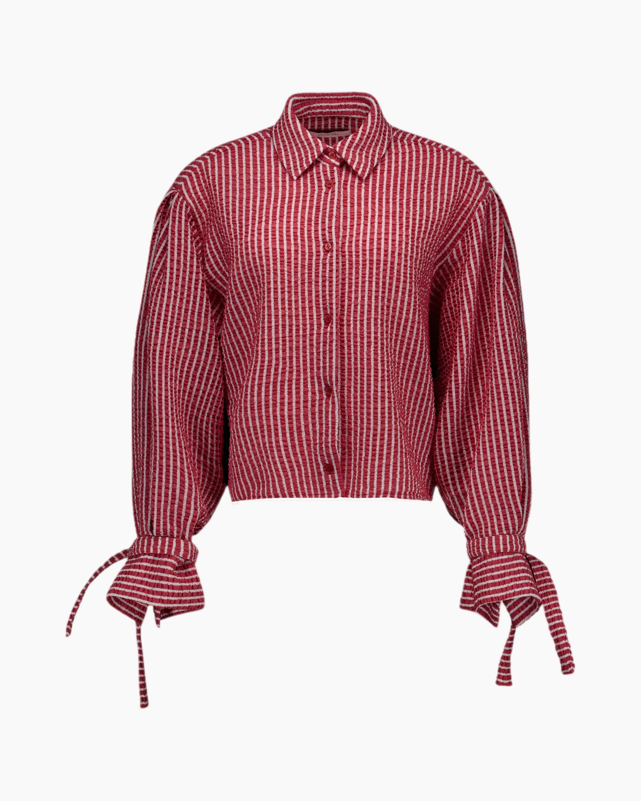 shirt, blouse, red, striped, long-sleeve