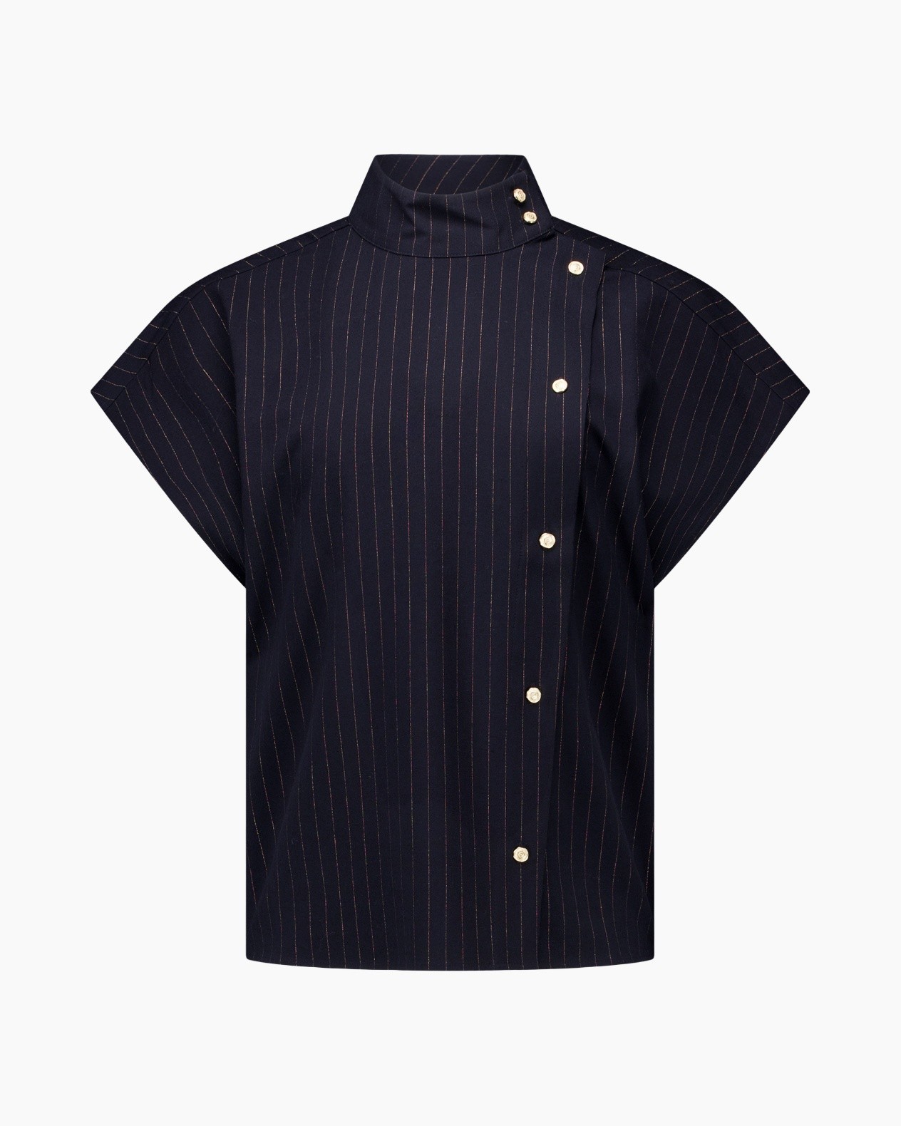top, shirt, navy, pinstripes, buttoned