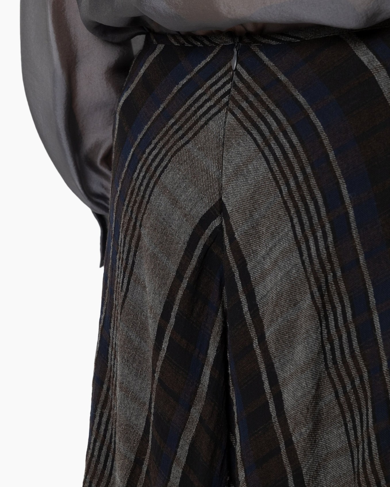 plaid, twill, knee-length, skirt, wrap
