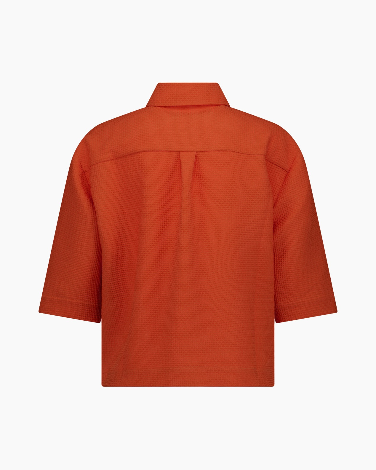 blouse, 3/4-sleeve, collar, orange, textured