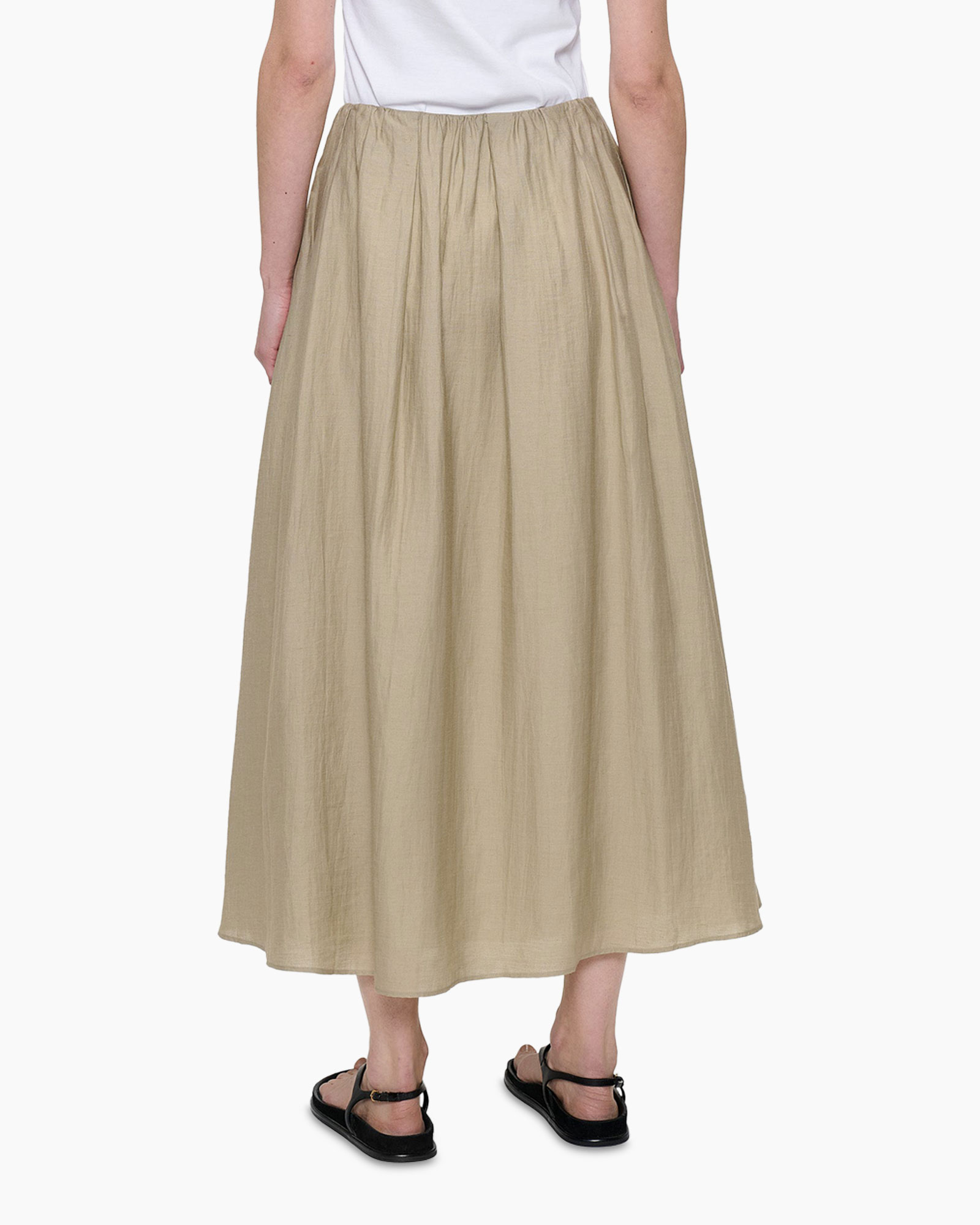 skirt, maxi skirt, beige, linen, elastic waistband