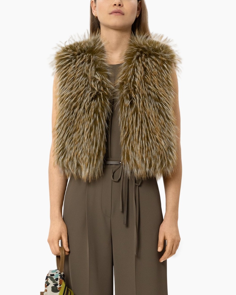 fur, fur vest, brown, outerwear, vest with fur