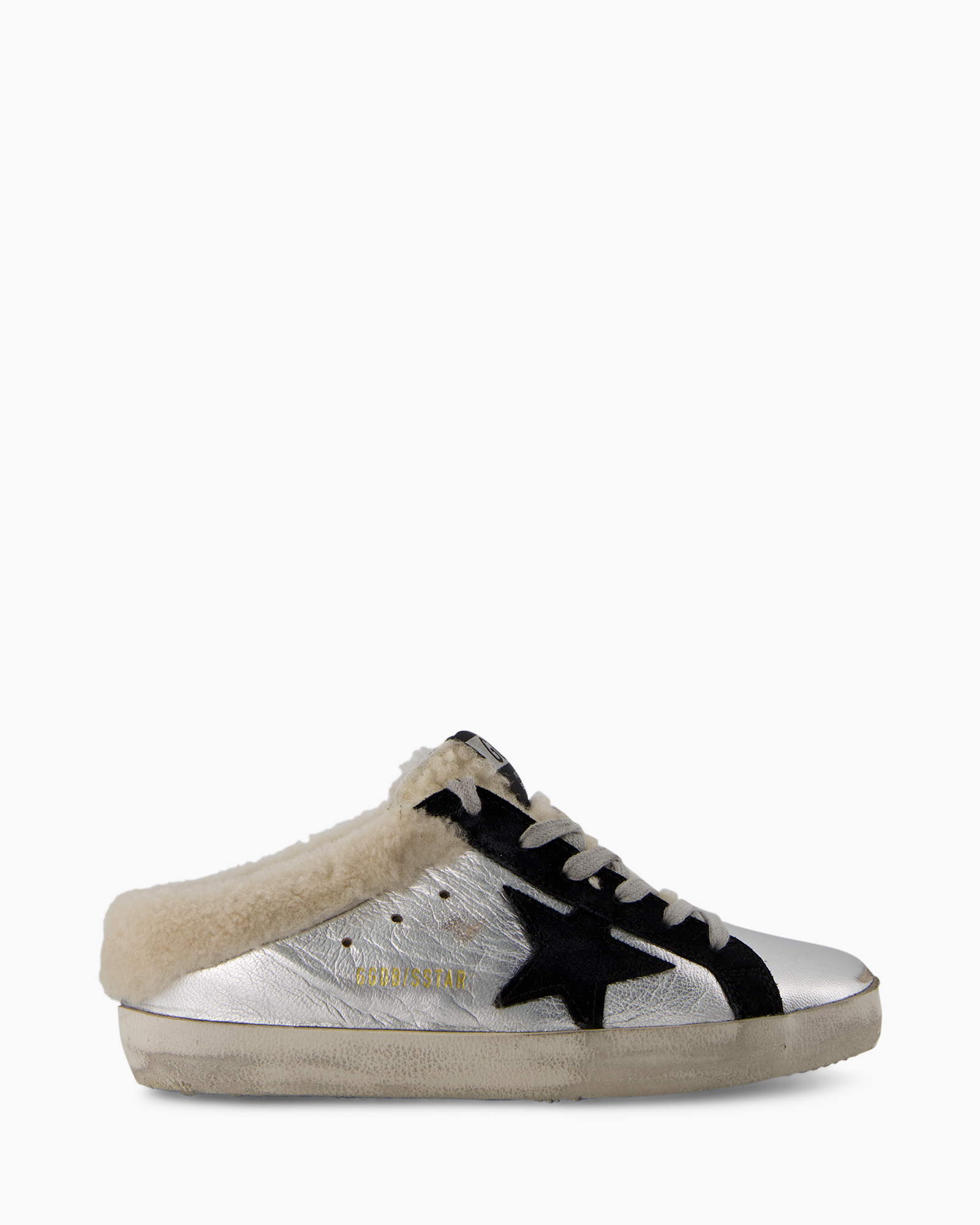sneaker, silicone/metallic, silver, fur lining, star logo
