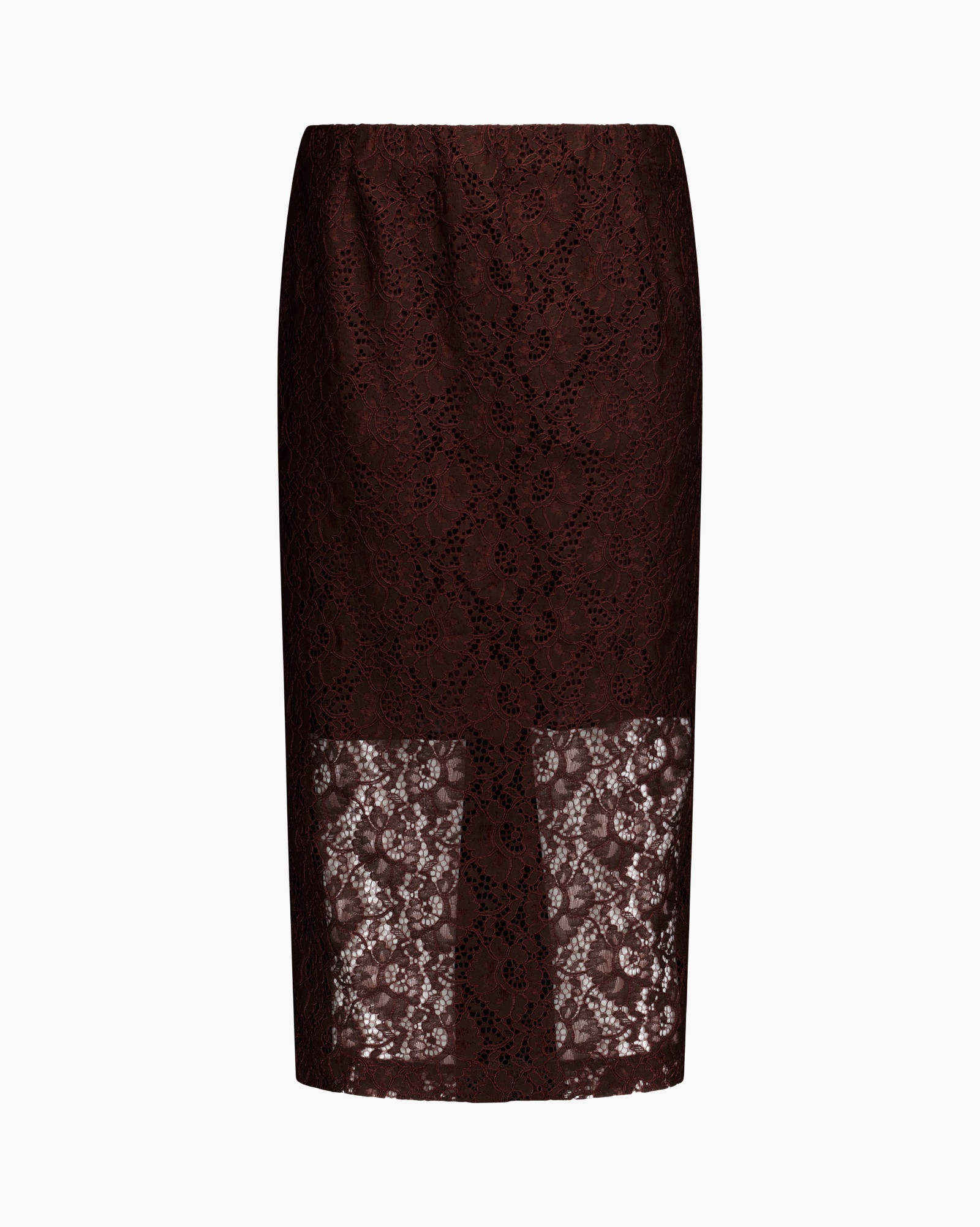 lace, skirt, mid length, maroon, sheer panel