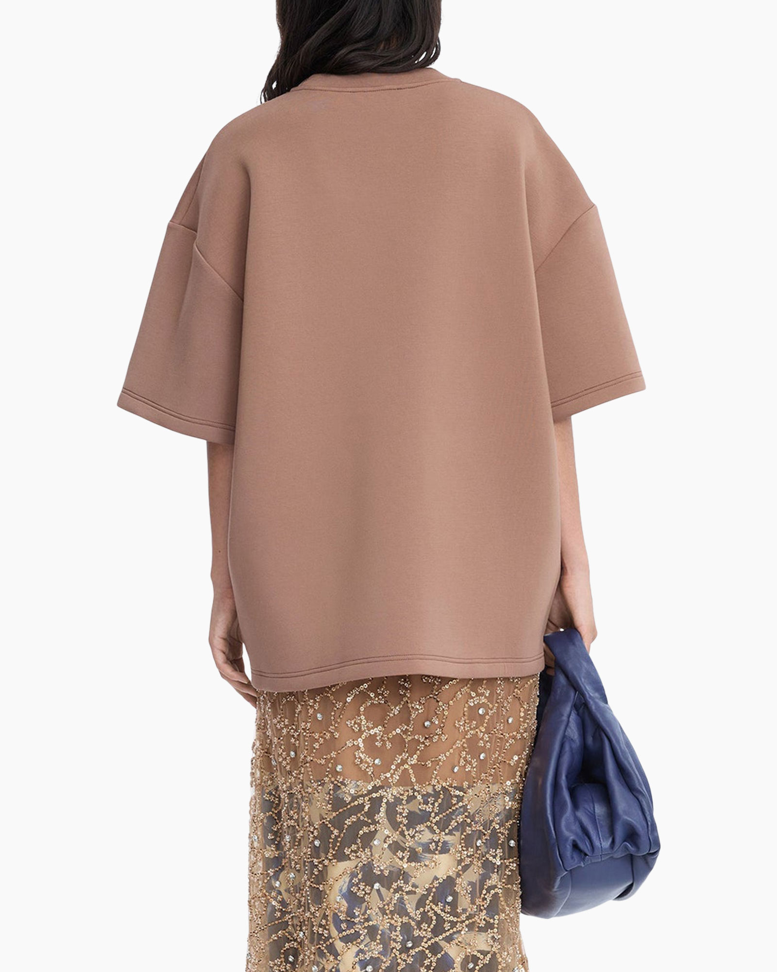 oversized tee, graphic print, short sleeve, brown, muted pink