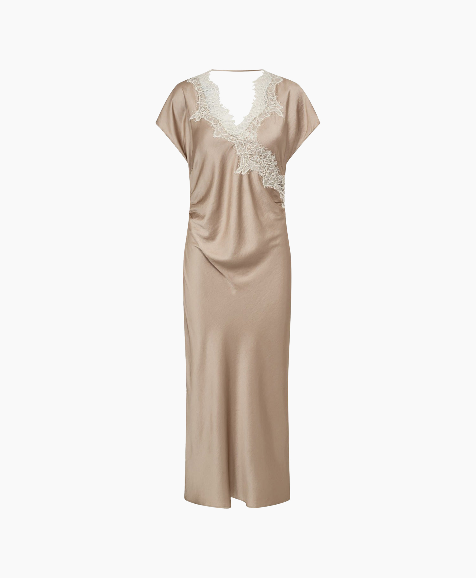 kimono, dress, beige, lace, long