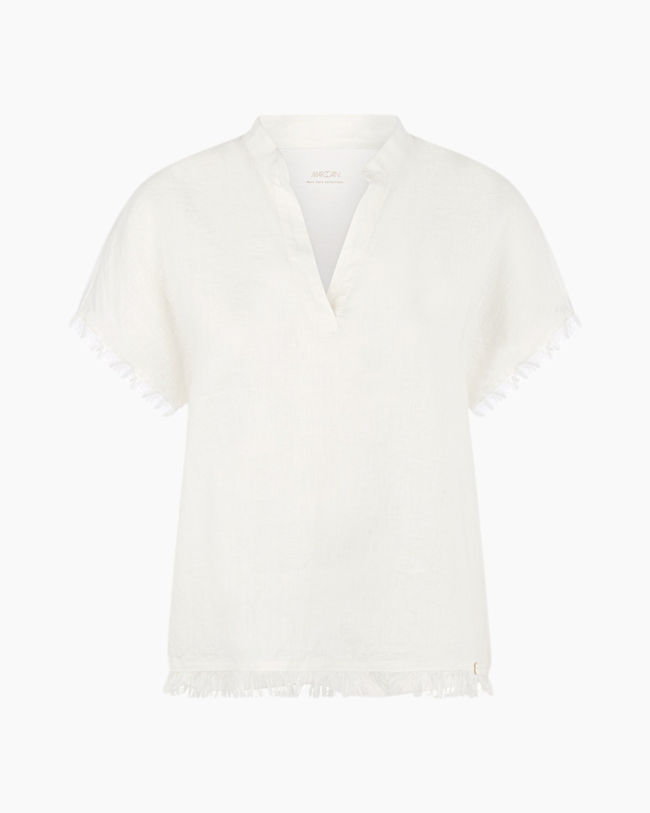 linen, tunic, white, short-sleeve, fringe