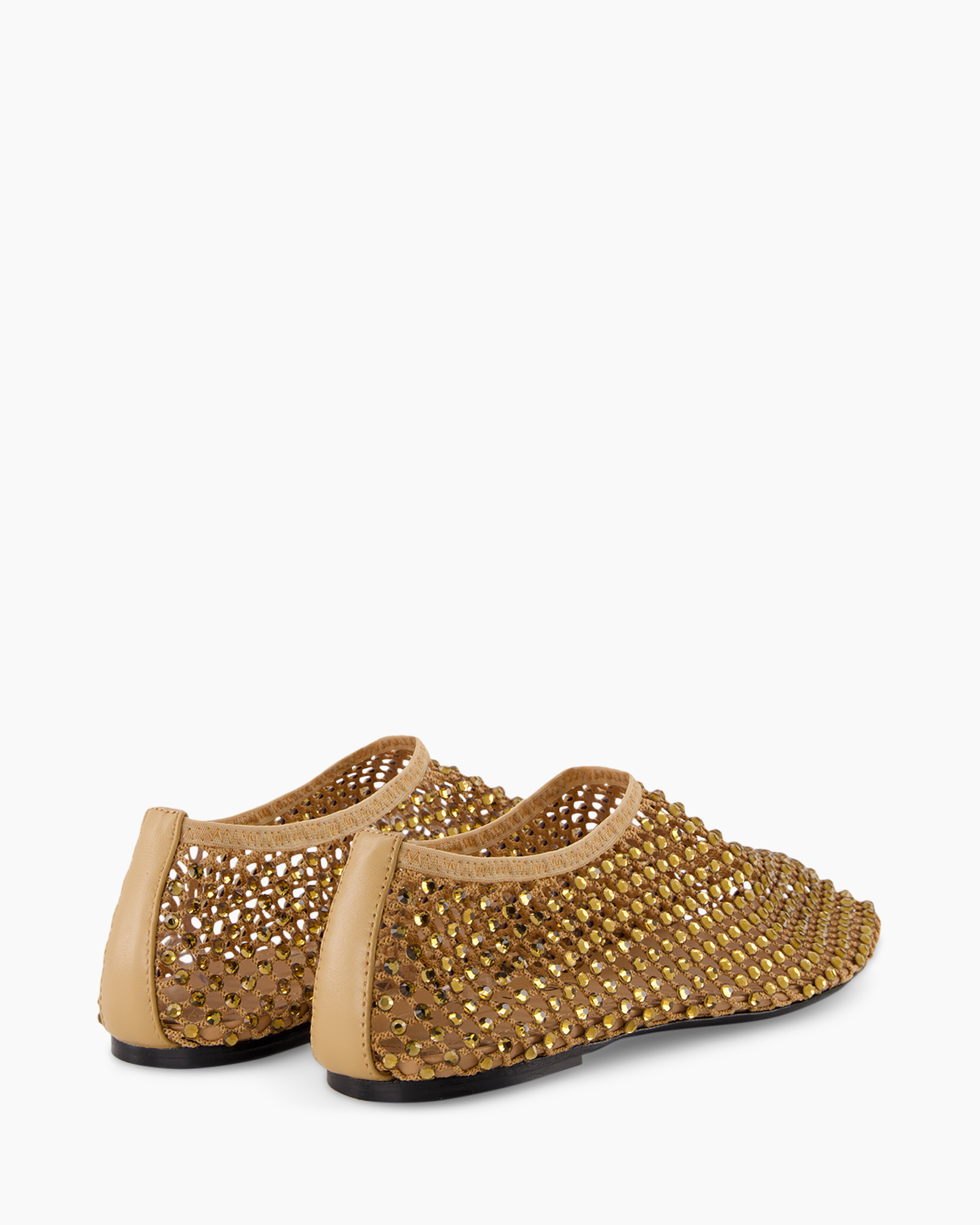 slip-ons, golden, gemmed, mesh, shoes