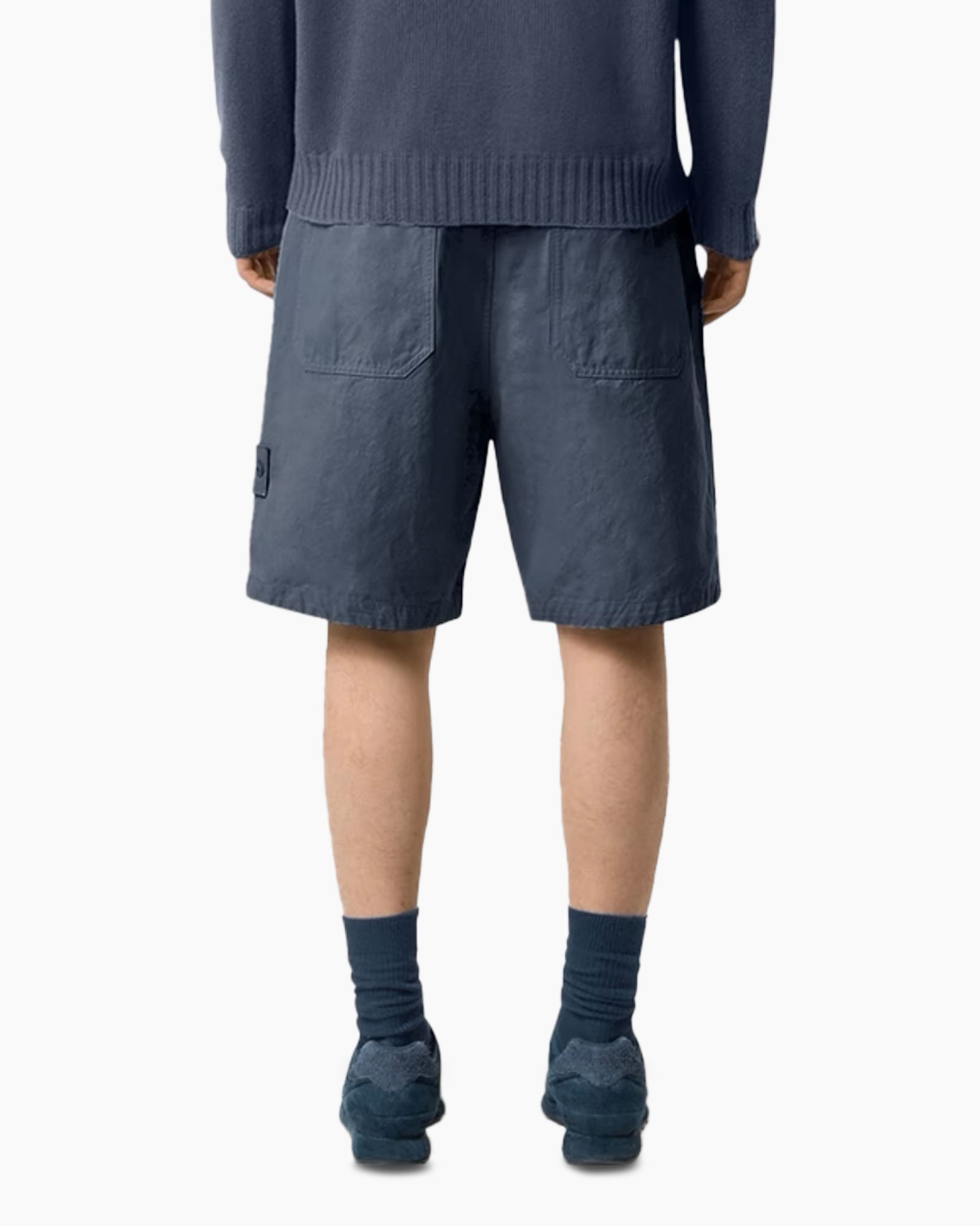shorts, cargo shorts, knee-length, slim fit, dark blue