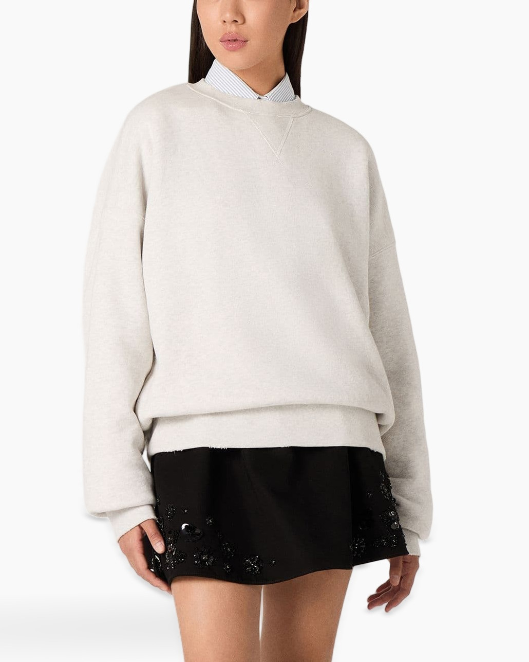 sweatshirt, pullover, beige, oversized, crewneck