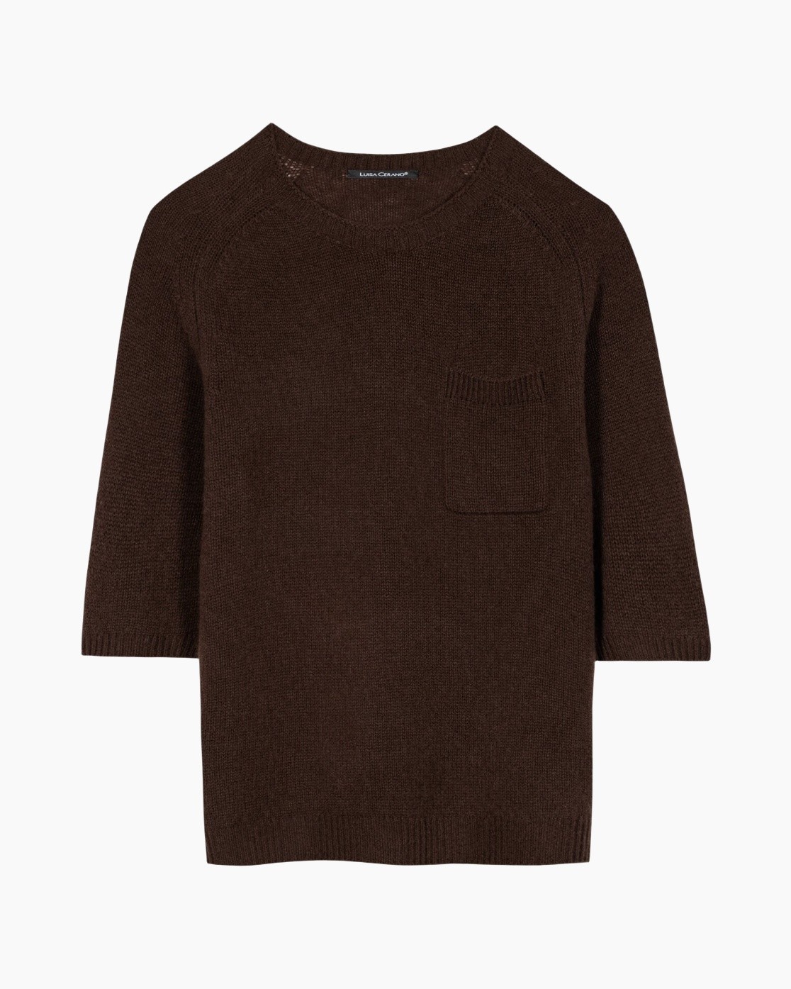 knit, pullover, brown, long-sleeve, pocket