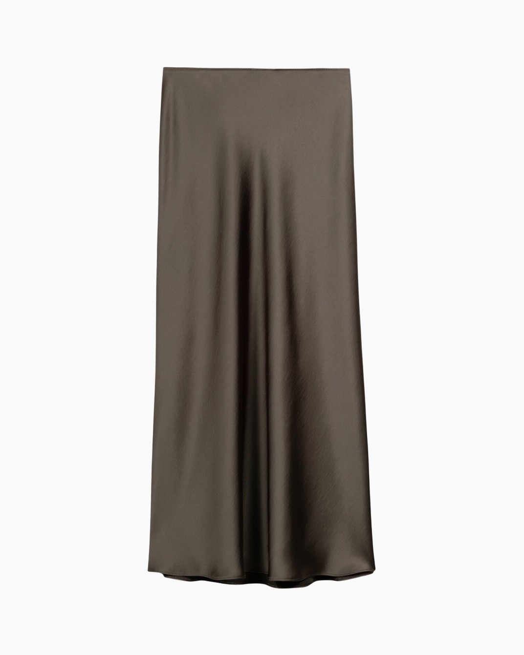 skirt, midi, silk, taupe, solid