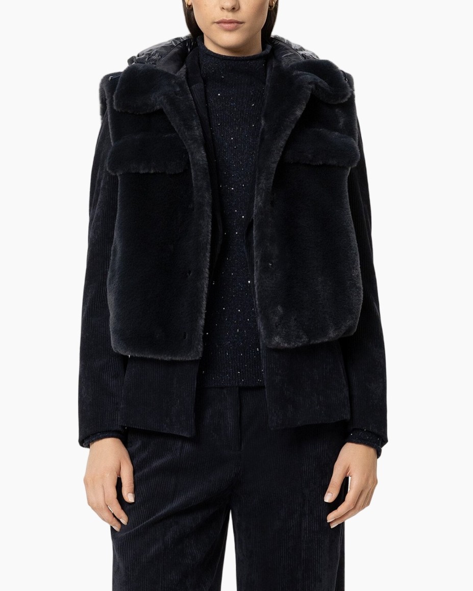 faux fur vest, vest, black, layered, soft