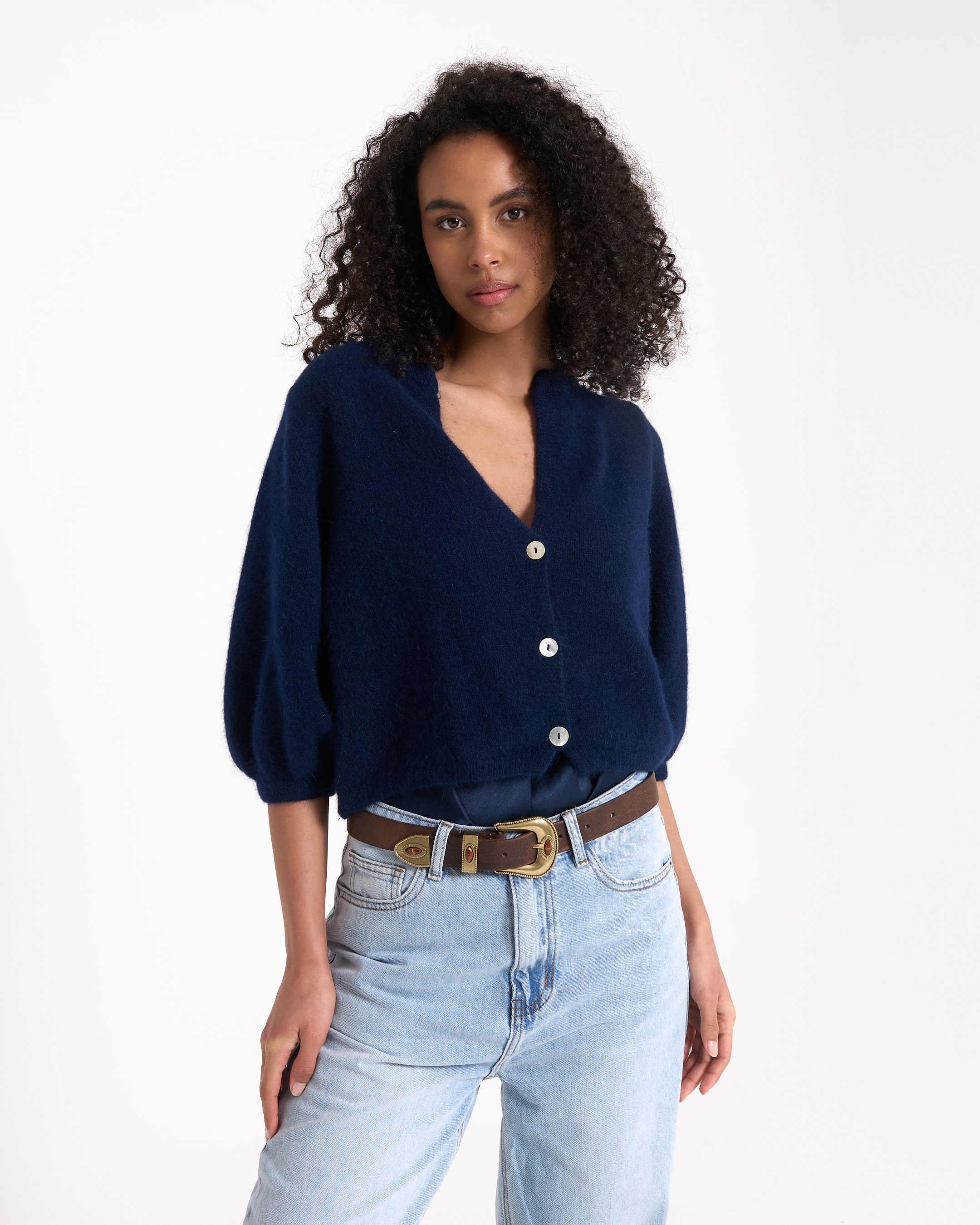 cardigan, navy, buttons, long-sleeve, knit