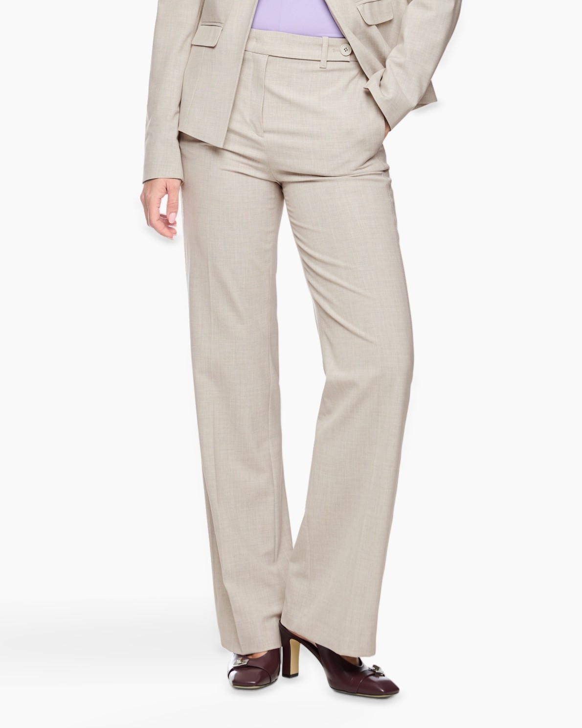 pants, slacks, beige, wide-leg, business
