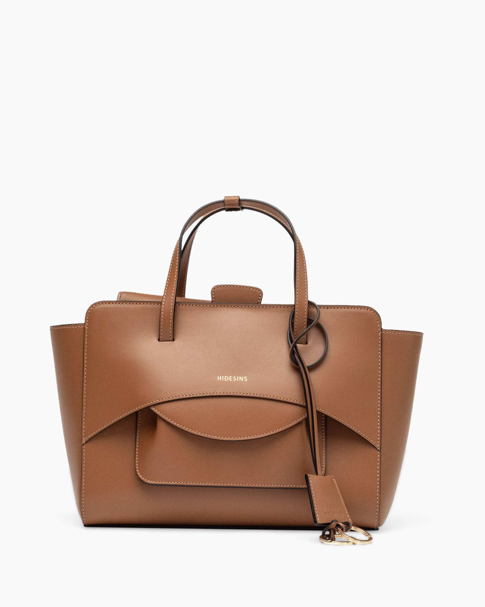 handbag, brown, leather, tote, gold-tone logo