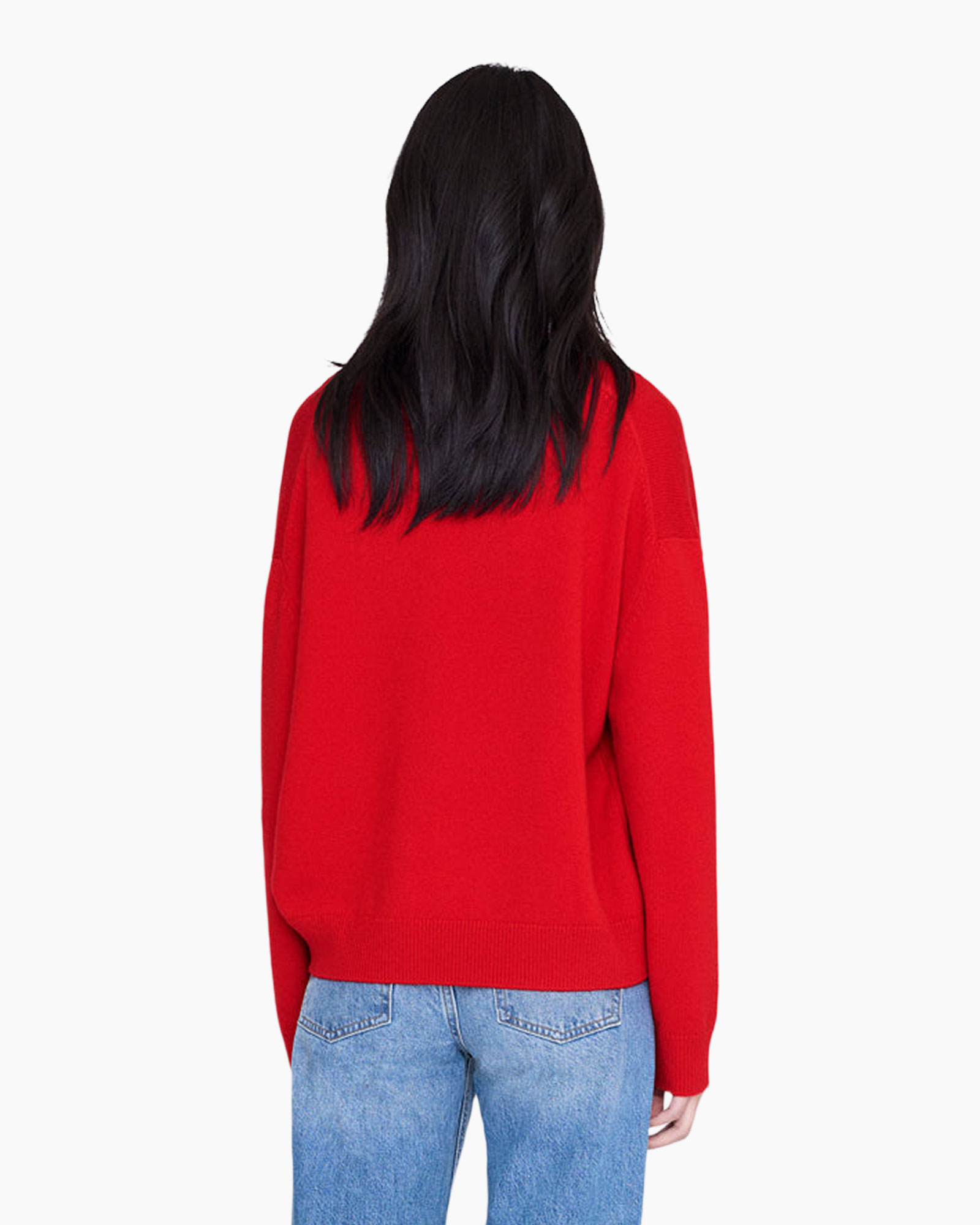 sweater, red, long-sleeve, knit, basics