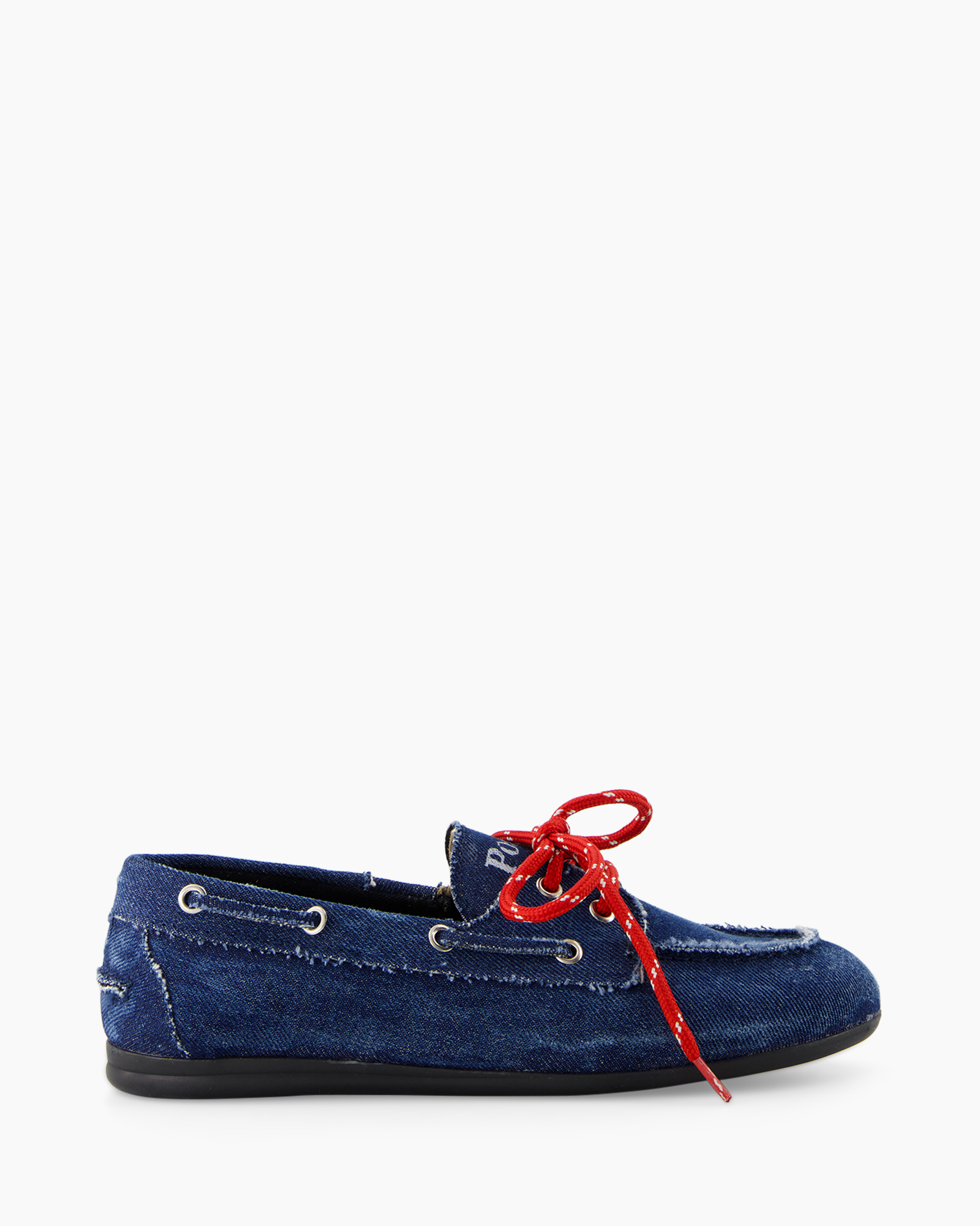 boat-shoe, denim, blue, fabric, red-lace