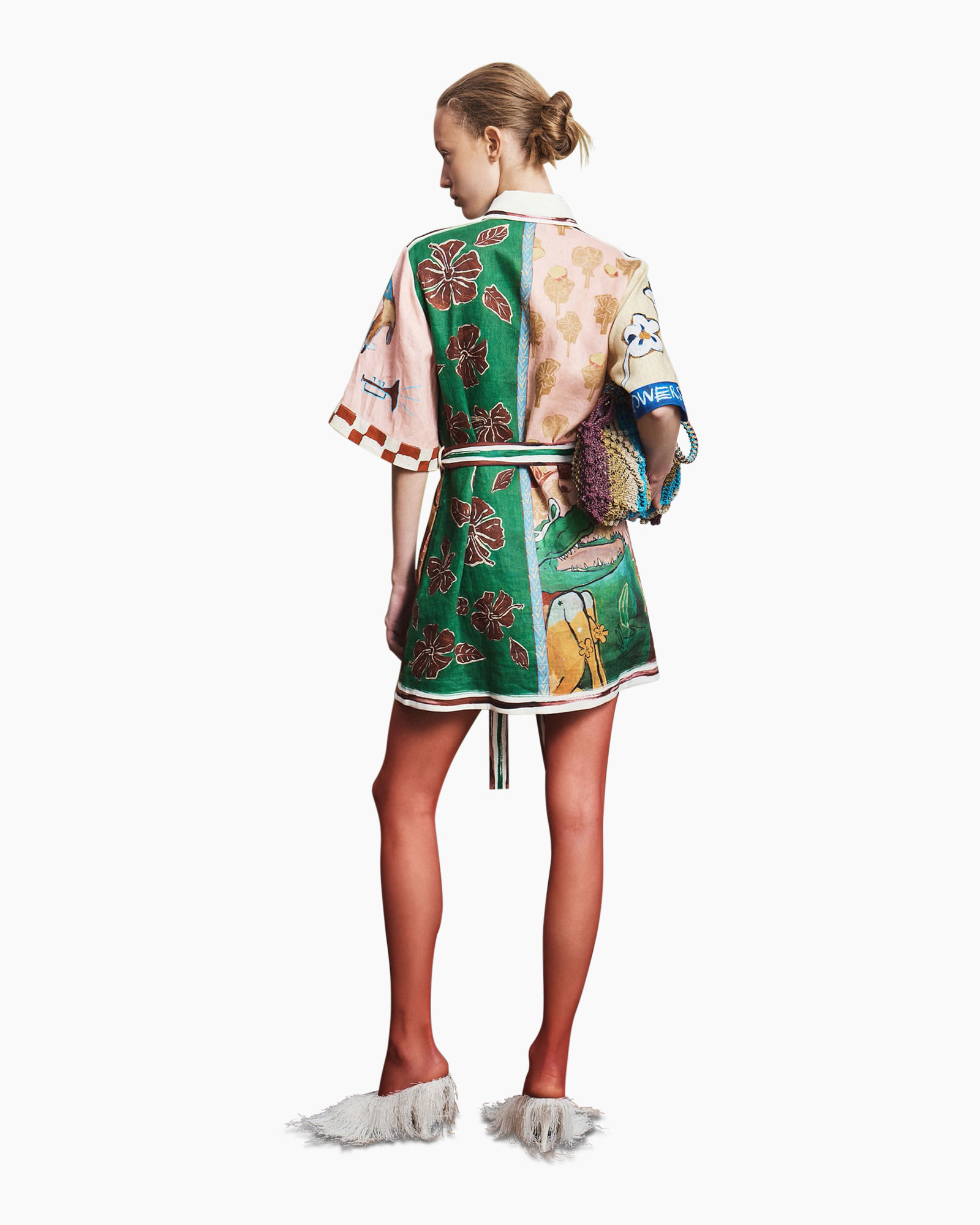 dress, colorful, patchwork, short, collared