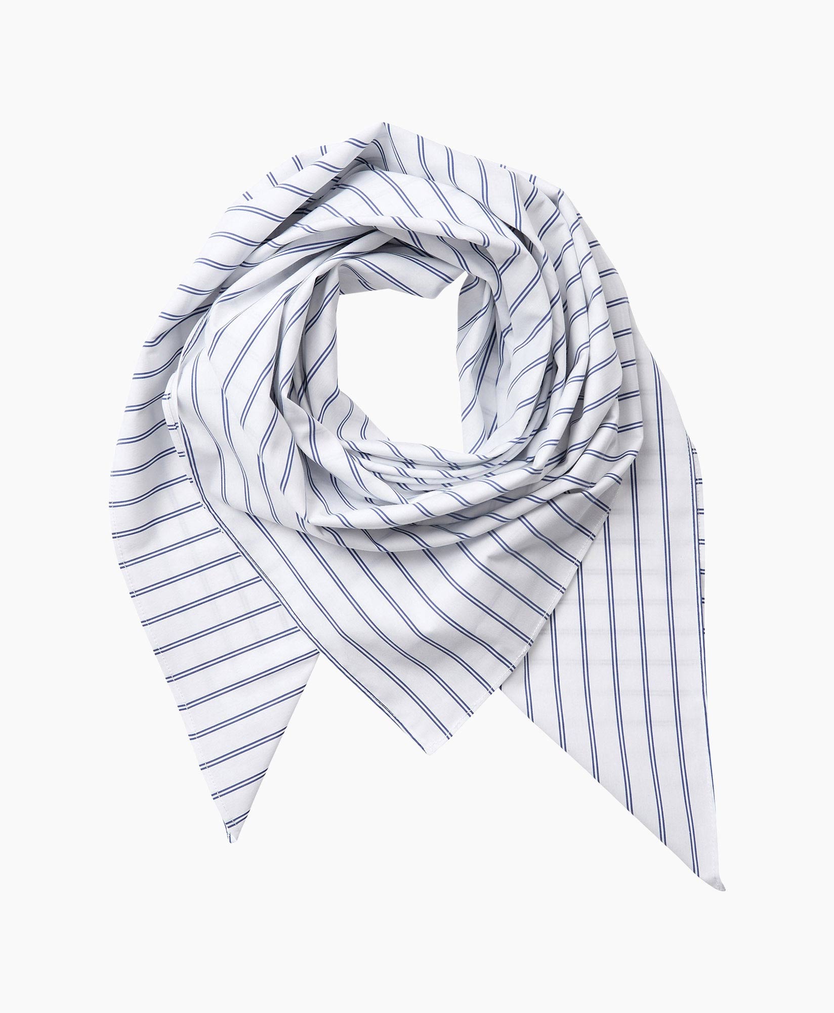 scarf, stripe, white, navy, polyester