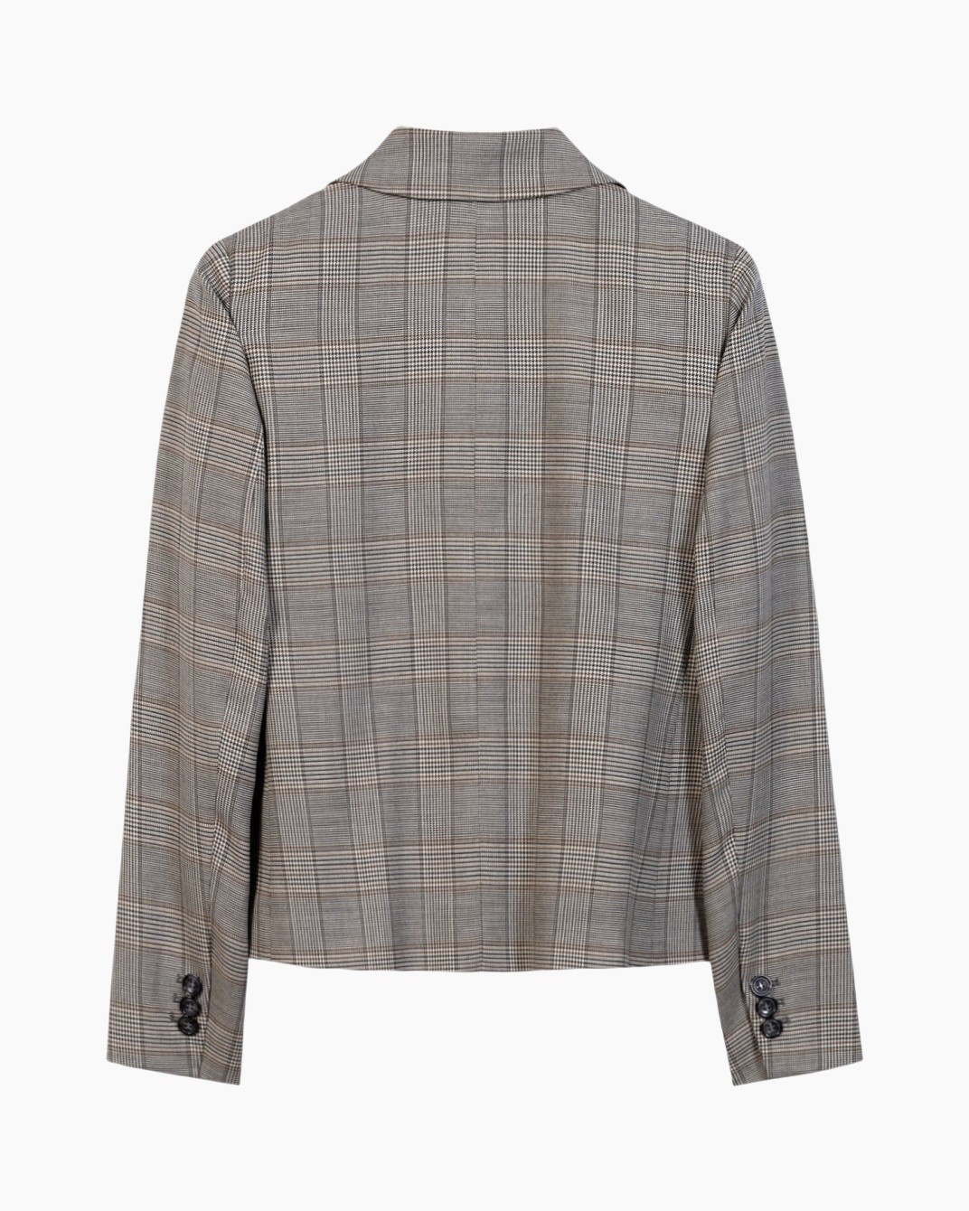 blazer, plaid, gray, long-sleeve, collar