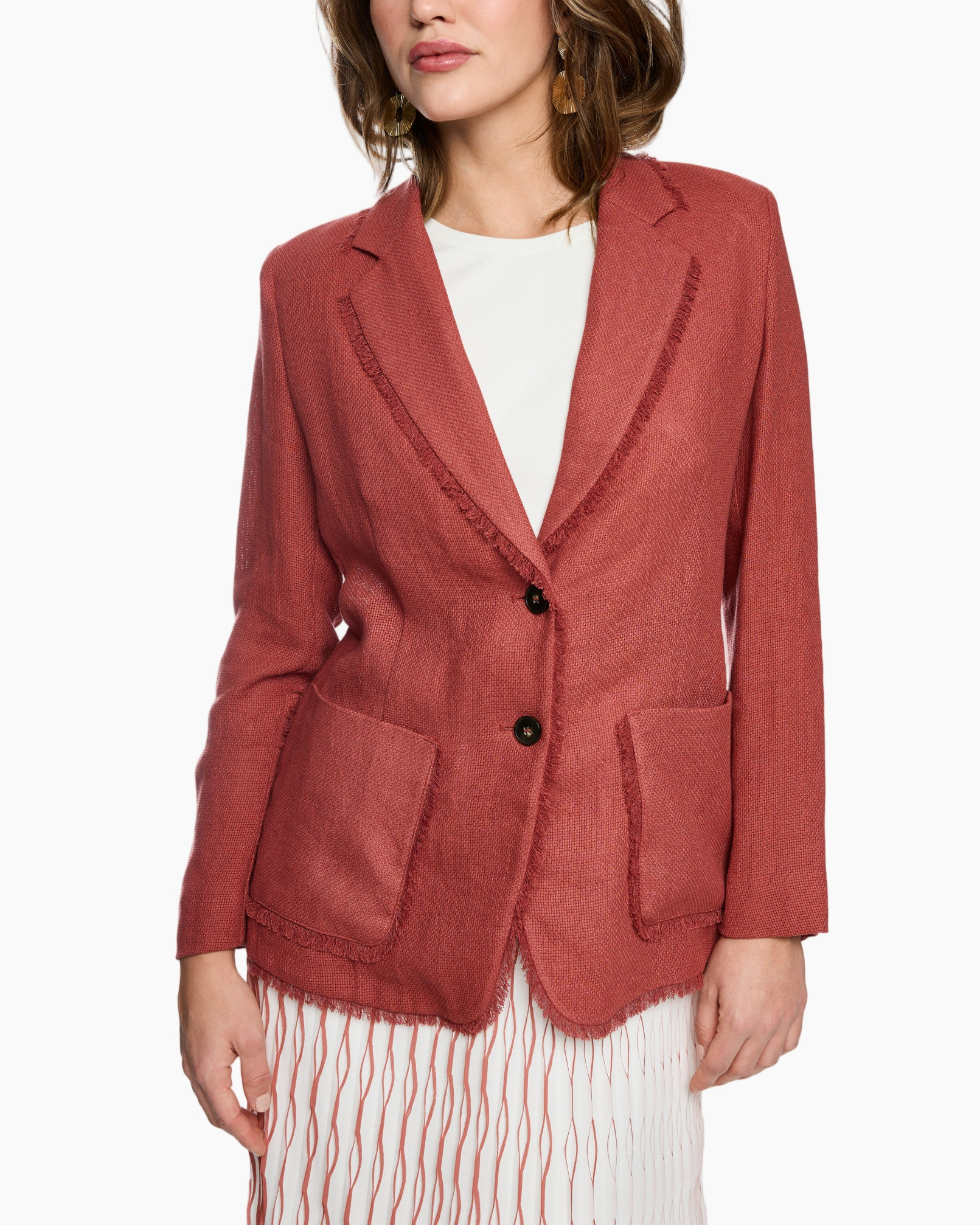 blazer, cardigan, linen, pink, patch pockets