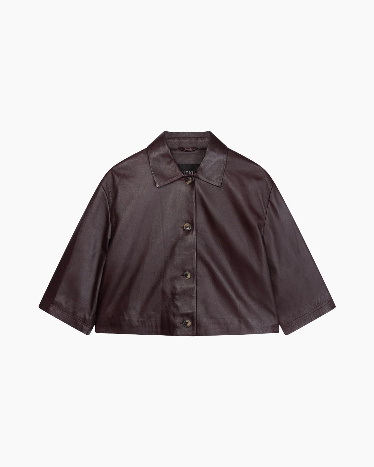 coat, jacket, leather, button-down, short-sleeve