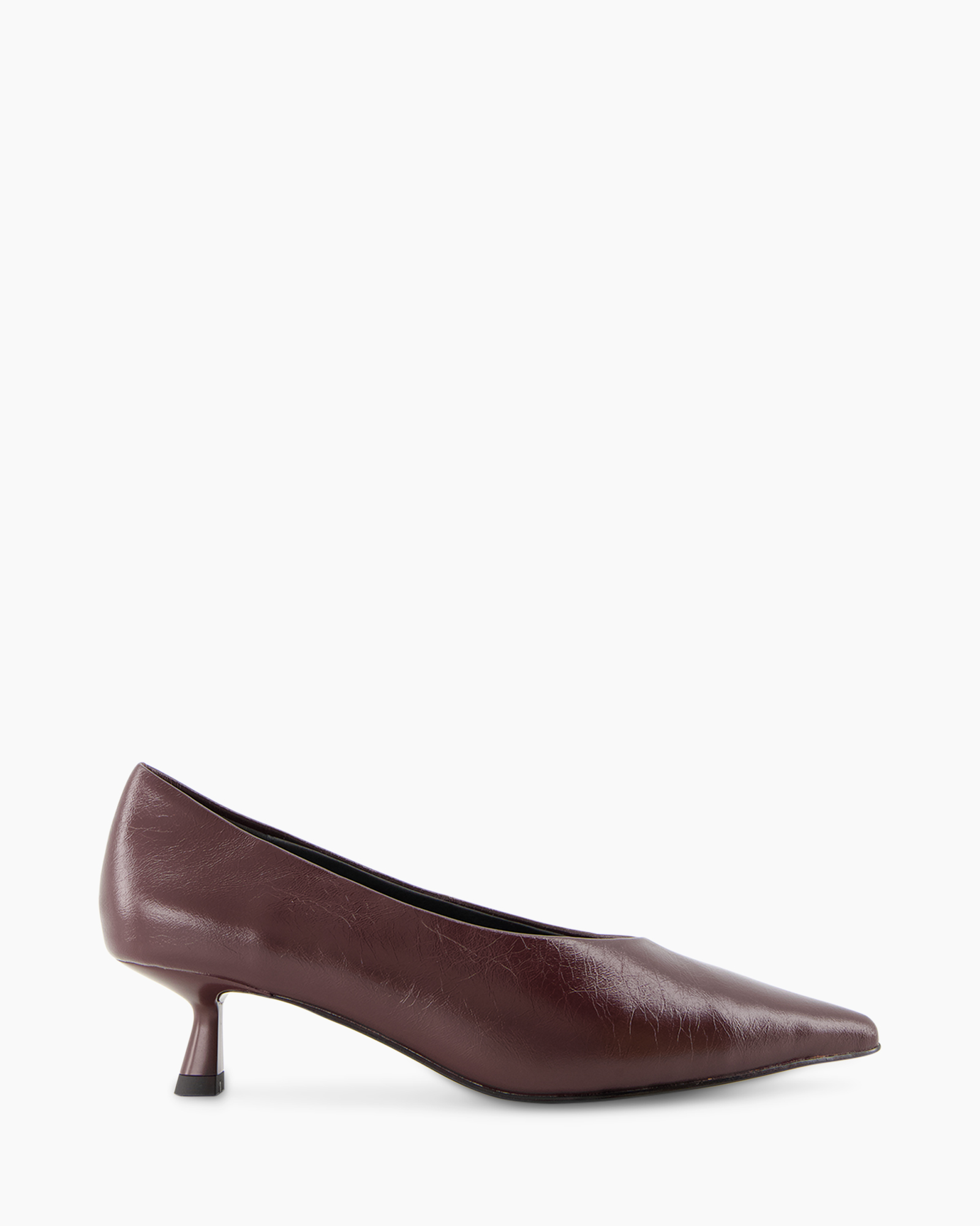 pump, heel, burgundy, leather, pointed-toe