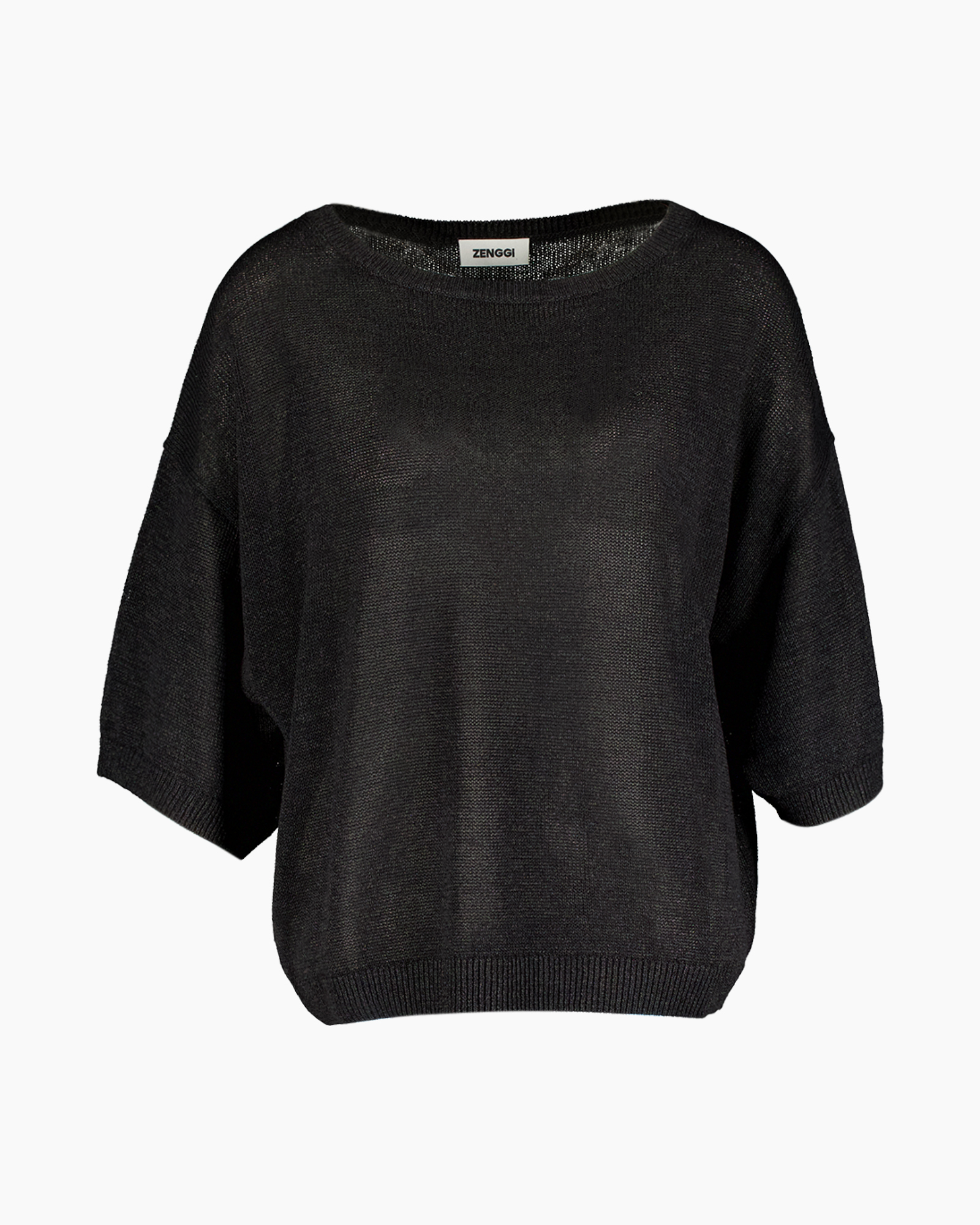 black, knit, pullover, sweater, loose fit