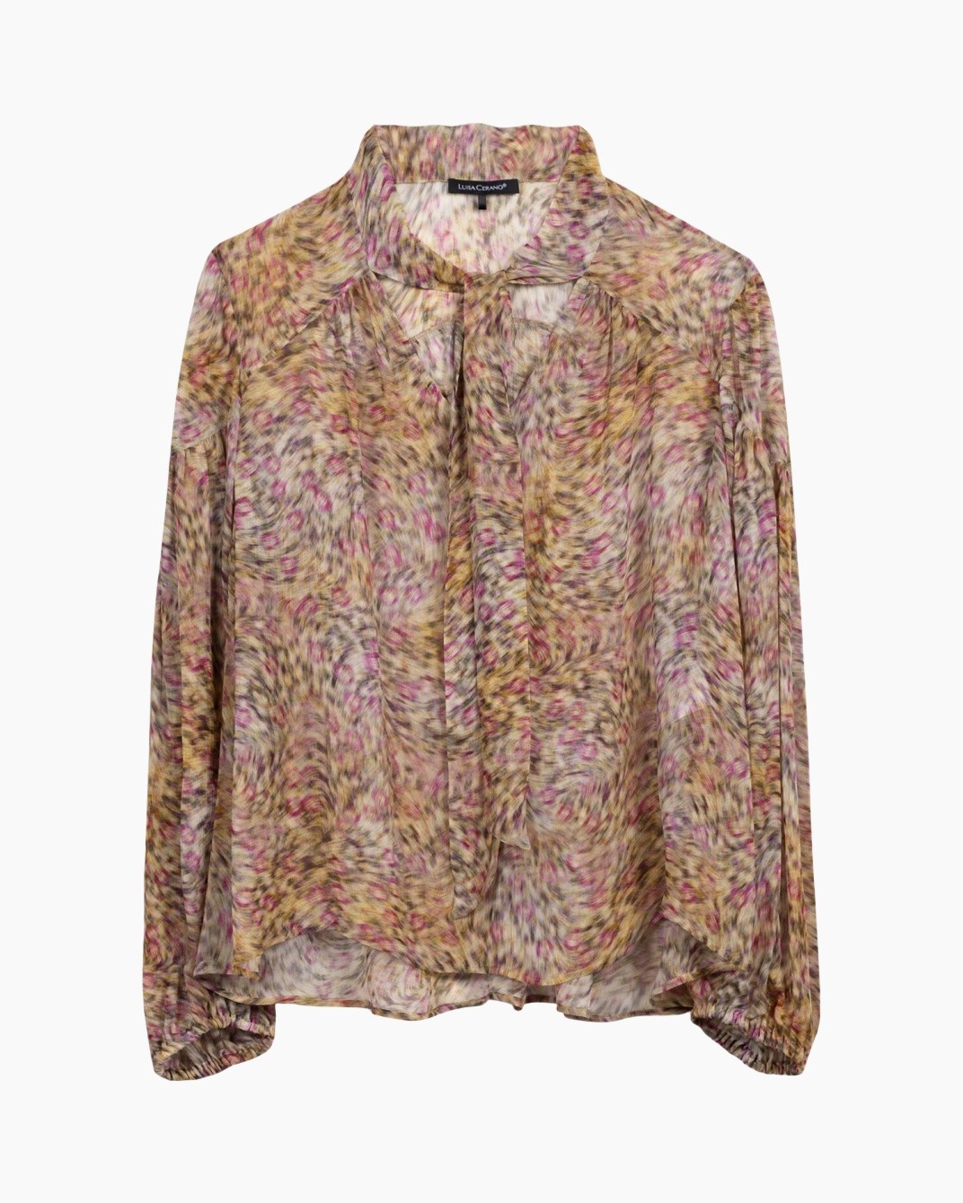 blouse, sheer, paisley, long-sleeve, multicolor