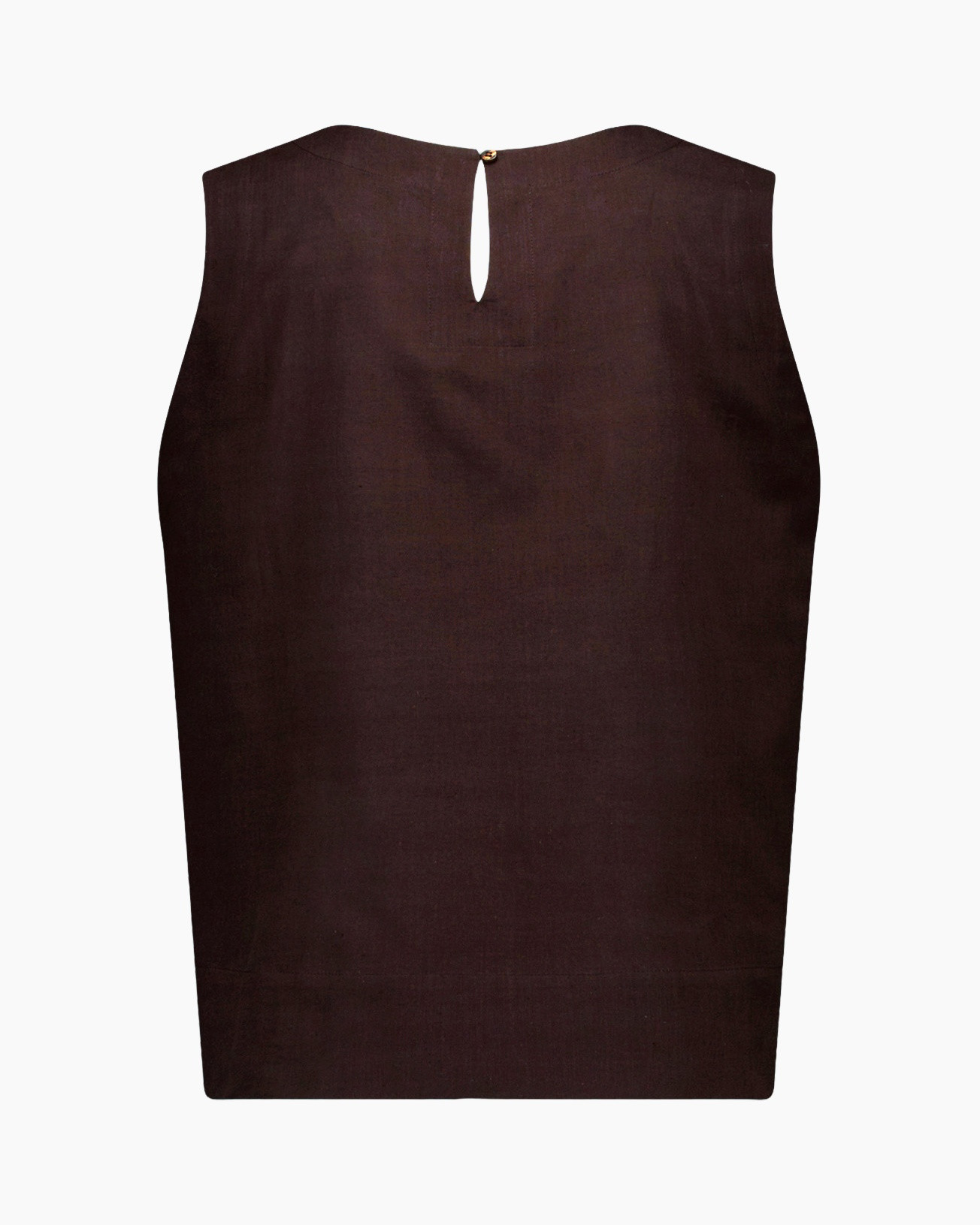 top, sleeveless, burgundy, linen, back keyhole