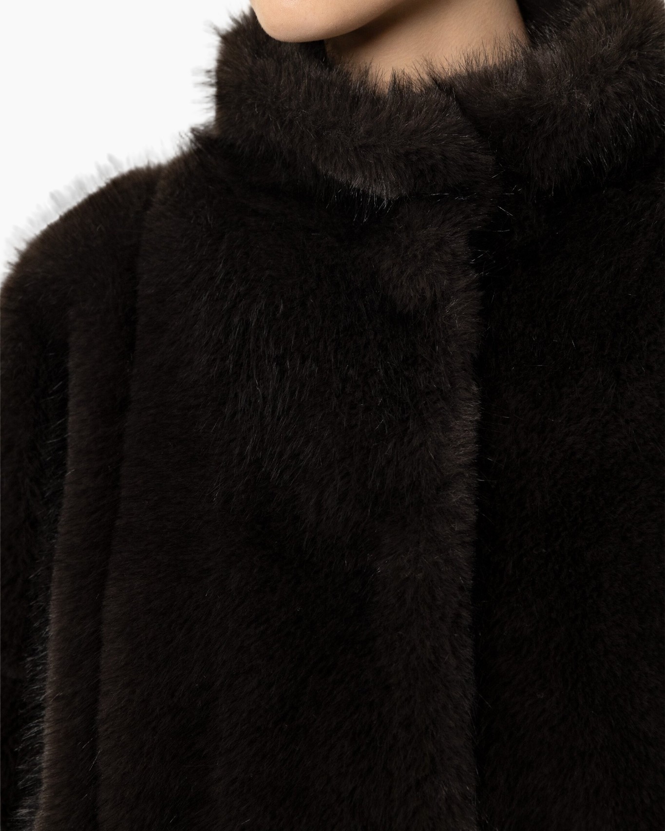 fur coat, black, collar, long coat, texture