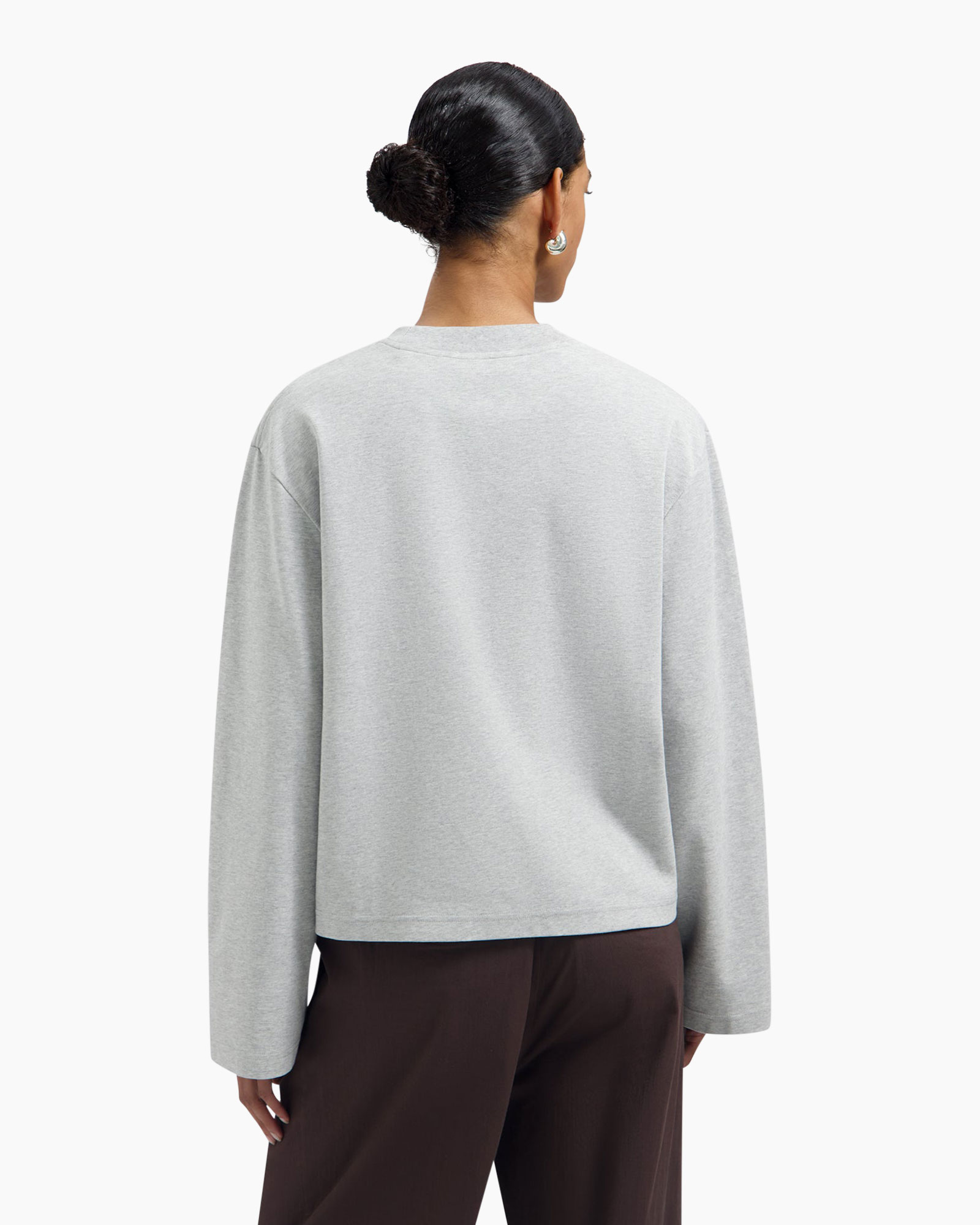sweatshirt, long sleeves, gray, crew neck, cropped