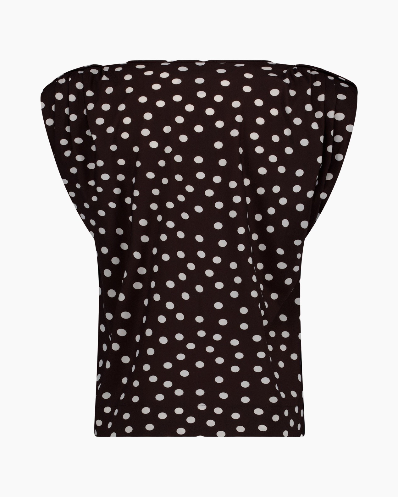 polka dot, top, sleeveless, brown, dot pattern