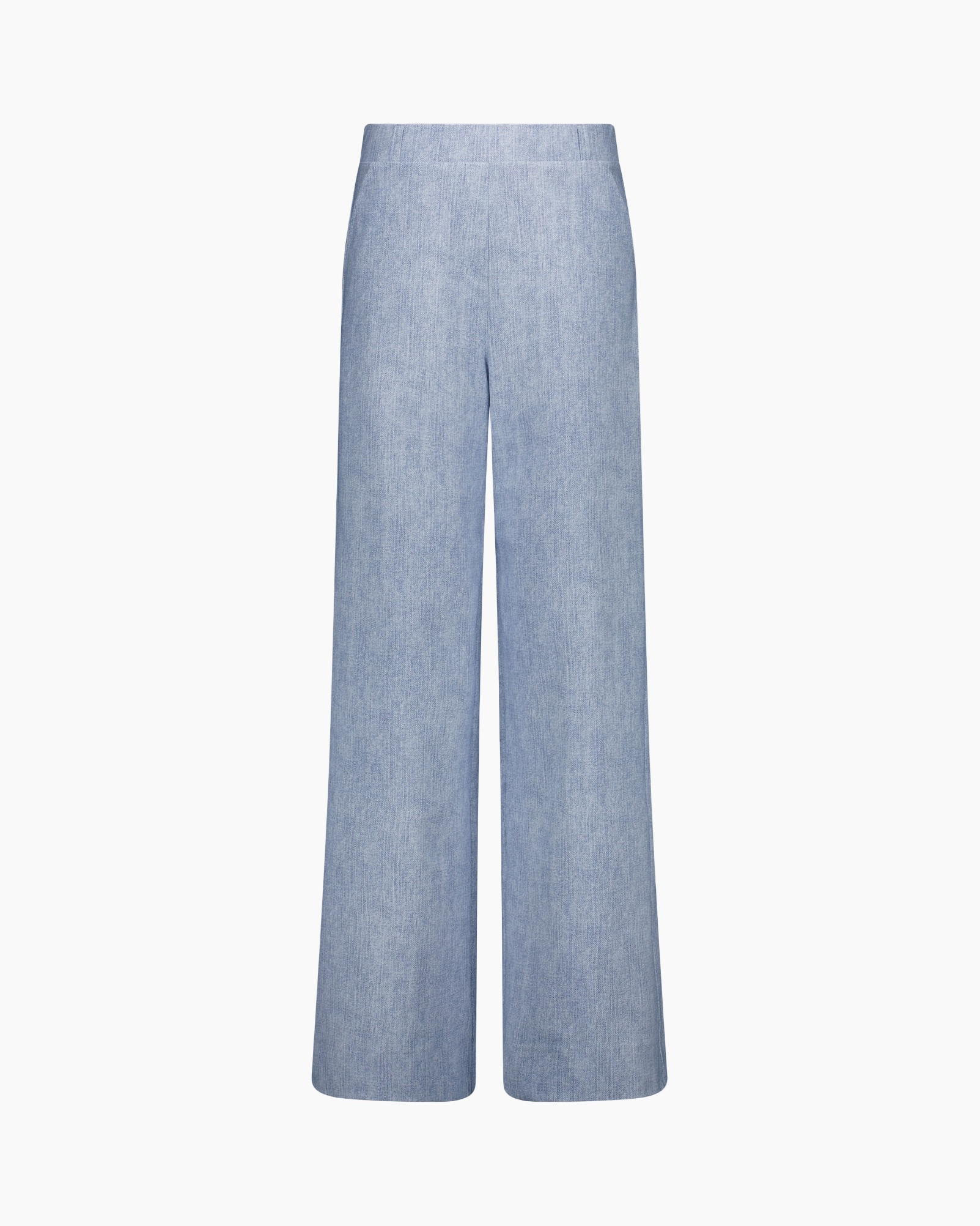 trousers, wide-leg, linen blend, light blue, solid color