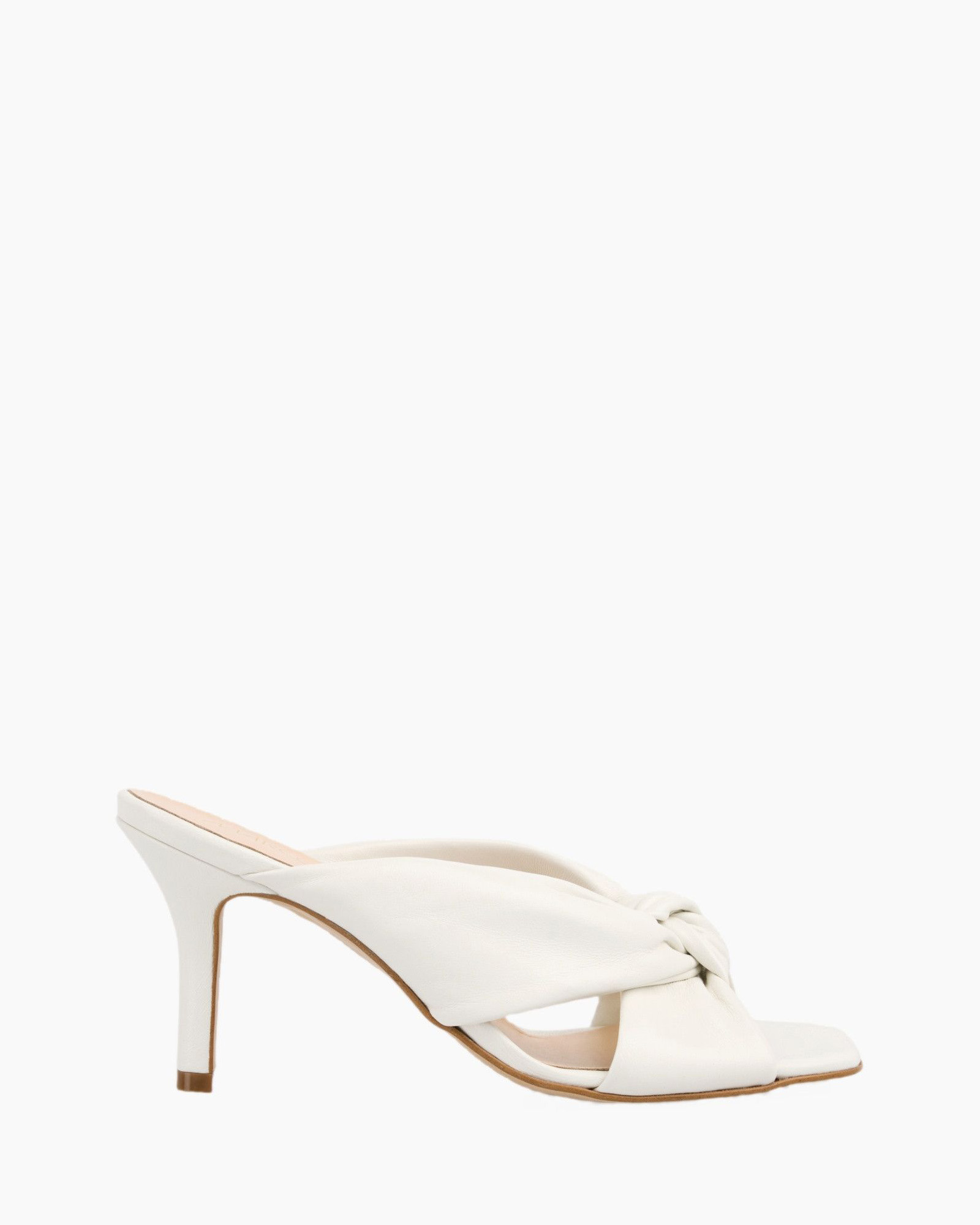 open-toe, knot, white, midi-heel, slide sandal, heel, mule, white, knotted, open-toe