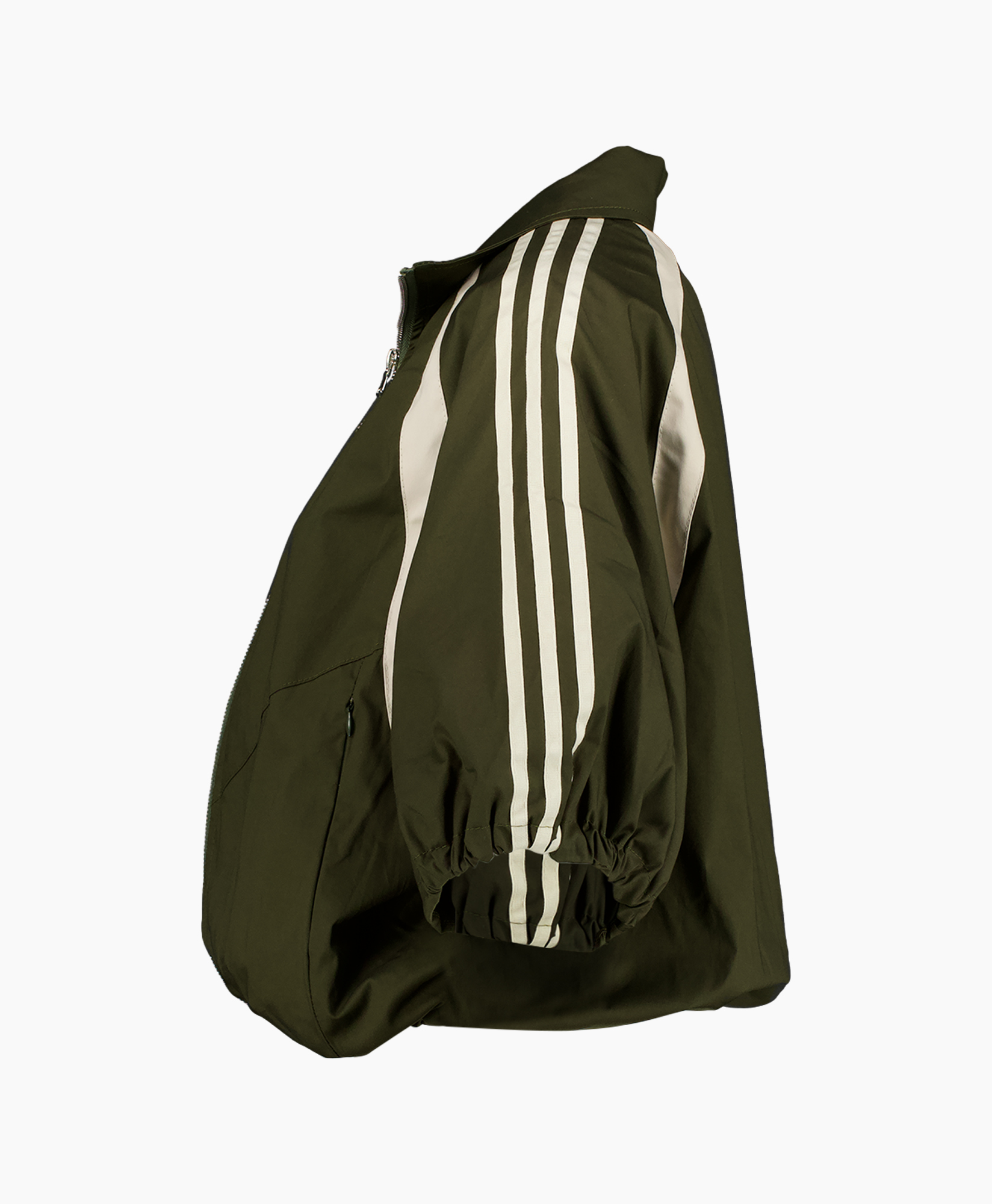jacket, windbreaker, olive, striped, sleeve-zip
